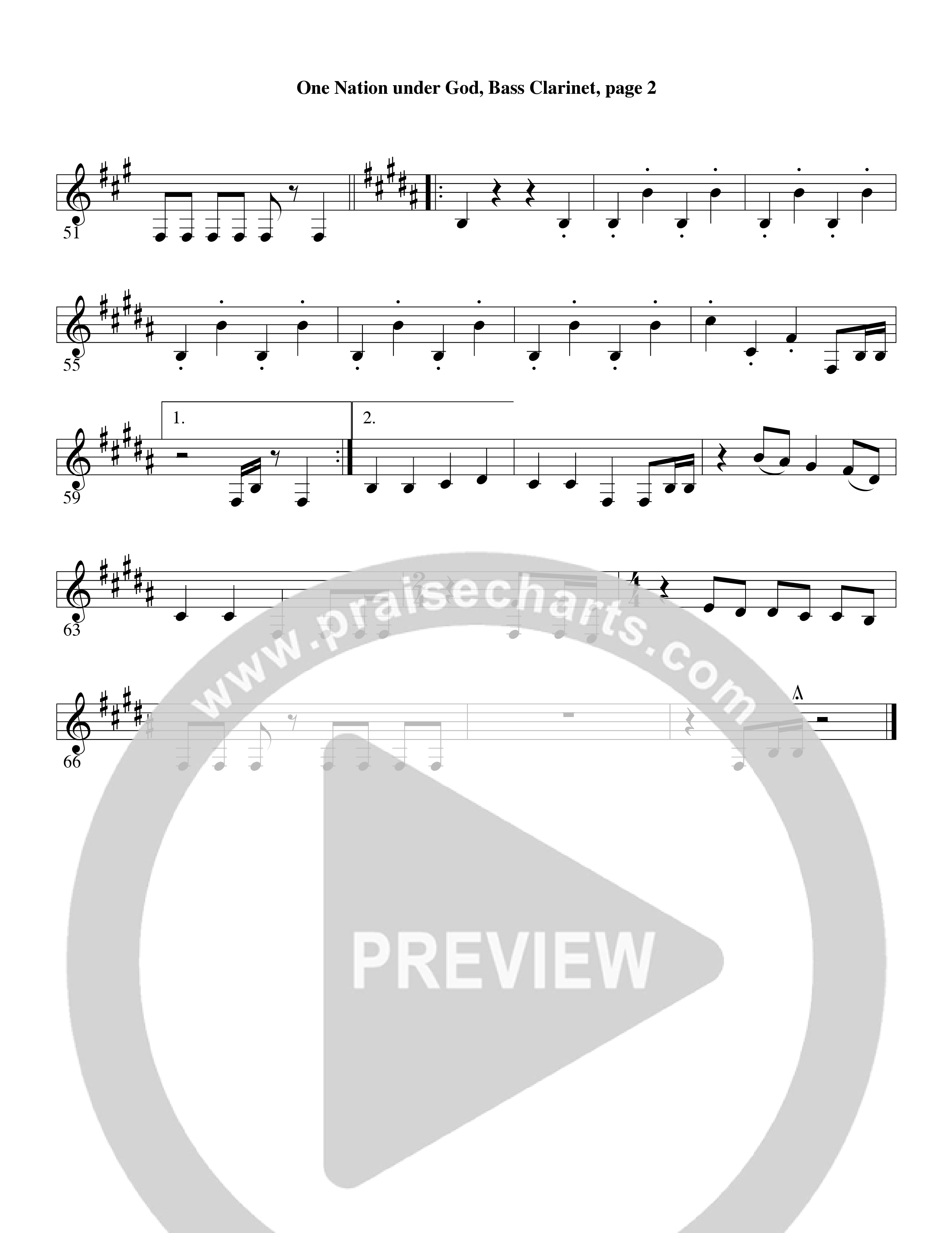 One Nation Under God (Choral Anthem SATB) Bass Clarinet (Word Music Choral / Arr. David Clydesdale)