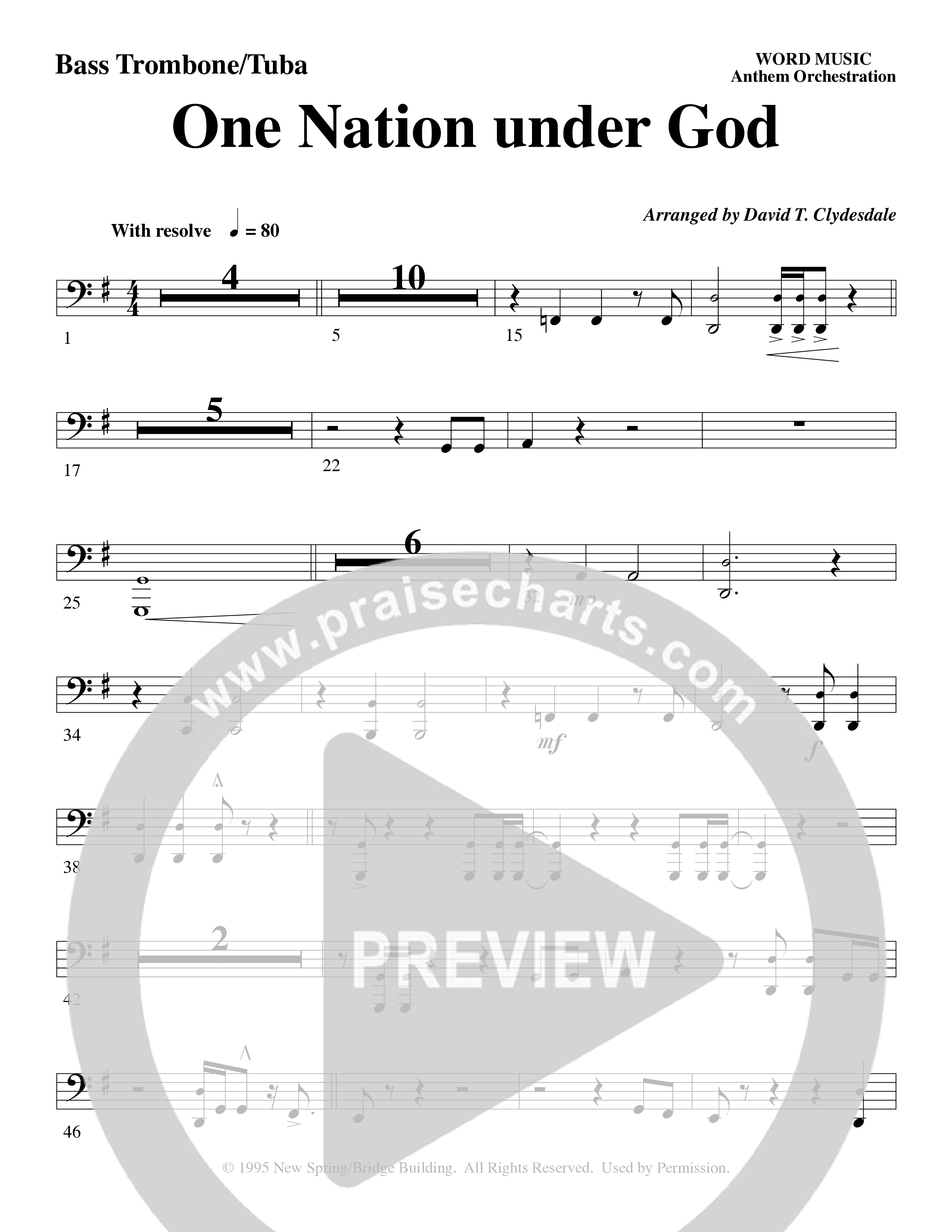 One Nation Under God (Choral Anthem SATB) Orchestration (Word Music Choral / Arr. David Clydesdale)