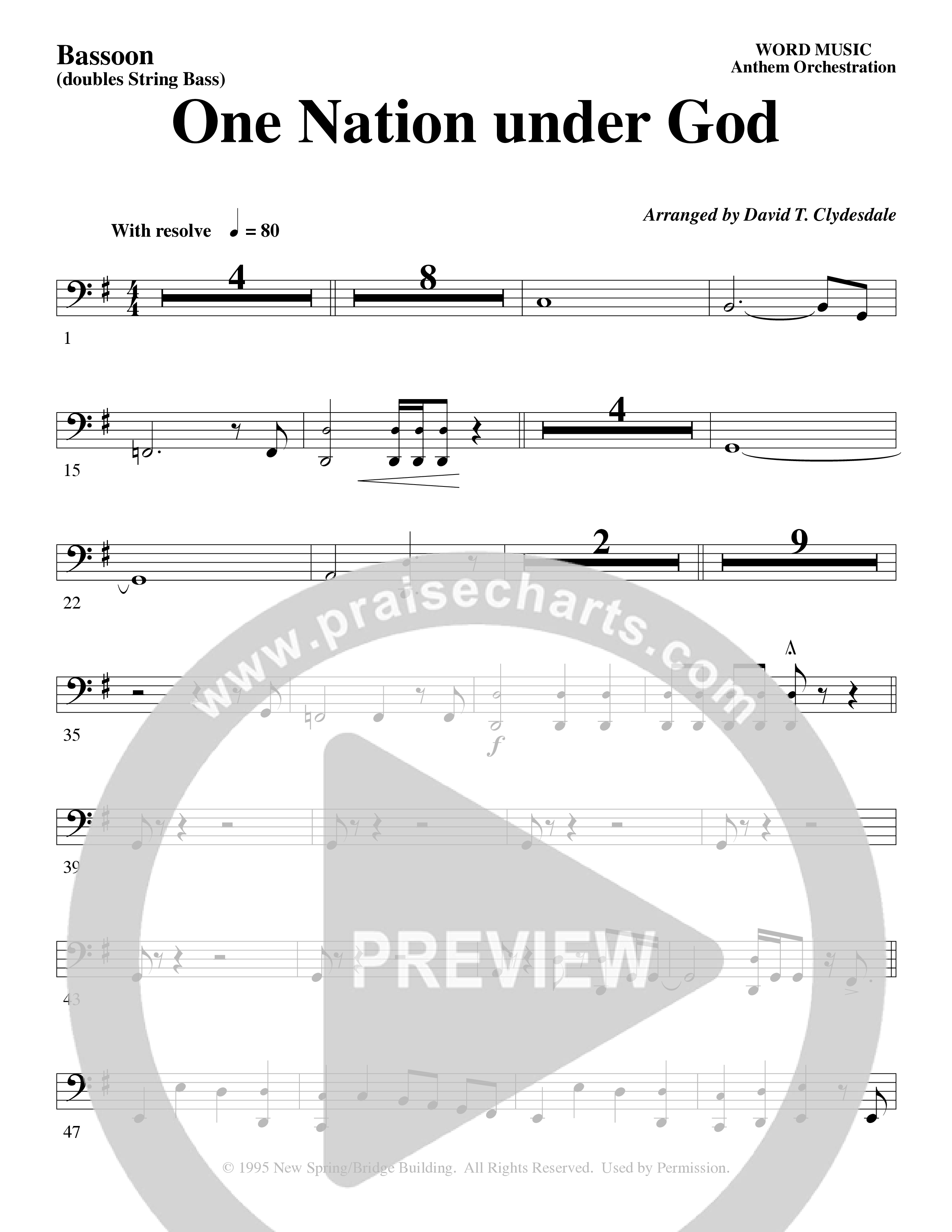 One Nation Under God (Choral Anthem SATB) Bassoon (Word Music Choral / Arr. David Clydesdale)