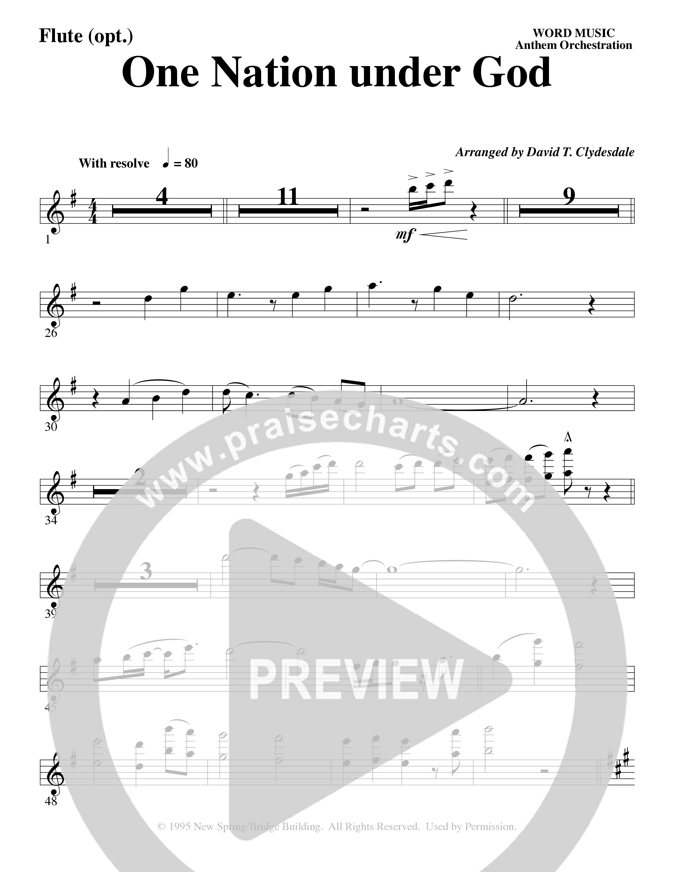 One Nation Under God (Choral Anthem SATB) Flute (Word Music Choral / Arr. David Clydesdale)