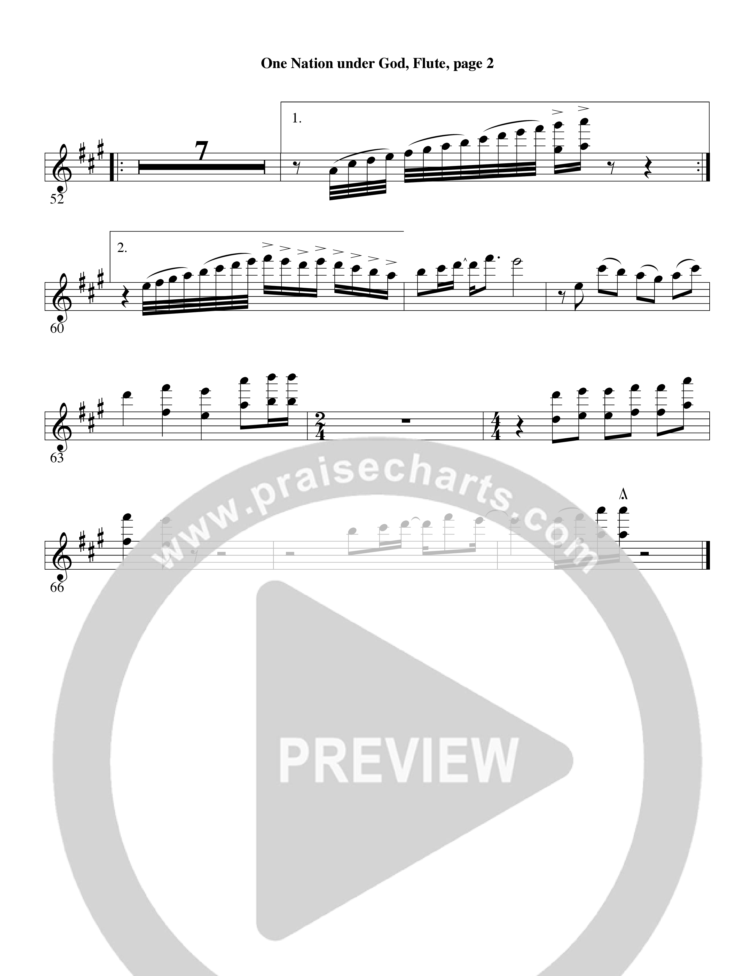 One Nation Under God (Choral Anthem SATB) Flute (Word Music Choral / Arr. David Clydesdale)