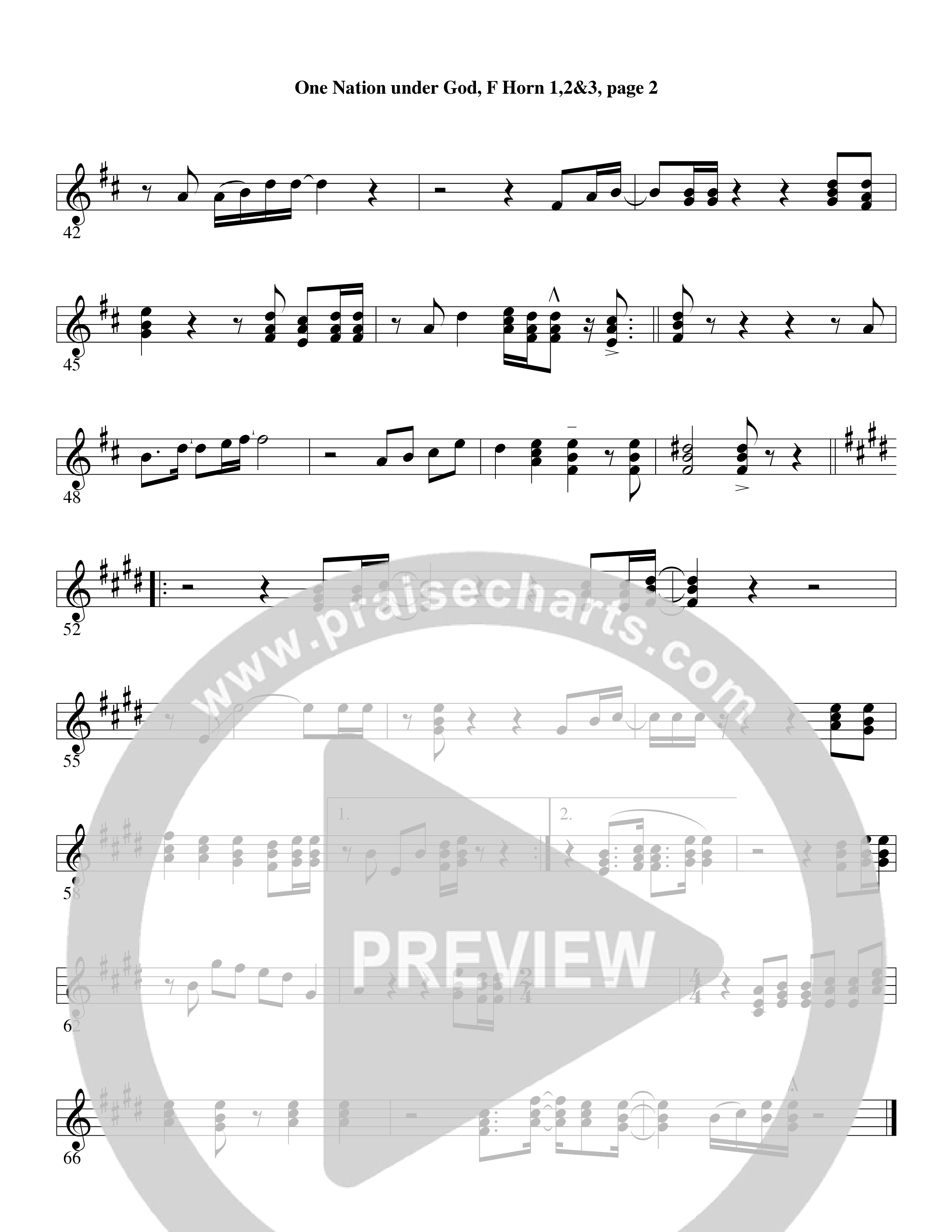 One Nation Under God (Choral Anthem SATB) French Horn (Word Music Choral / Arr. David Clydesdale)