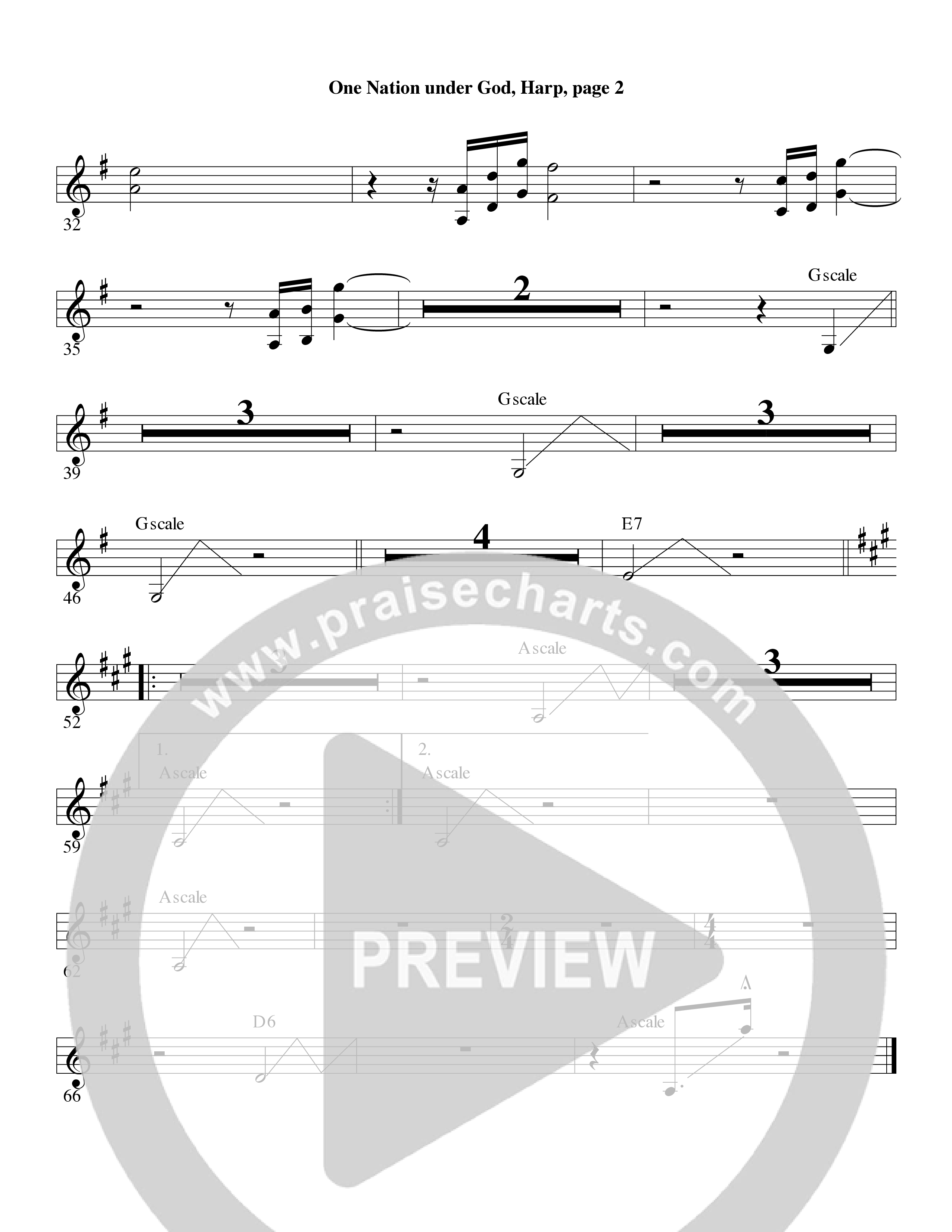 One Nation Under God (Choral Anthem SATB) Harp (Word Music Choral / Arr. David Clydesdale)