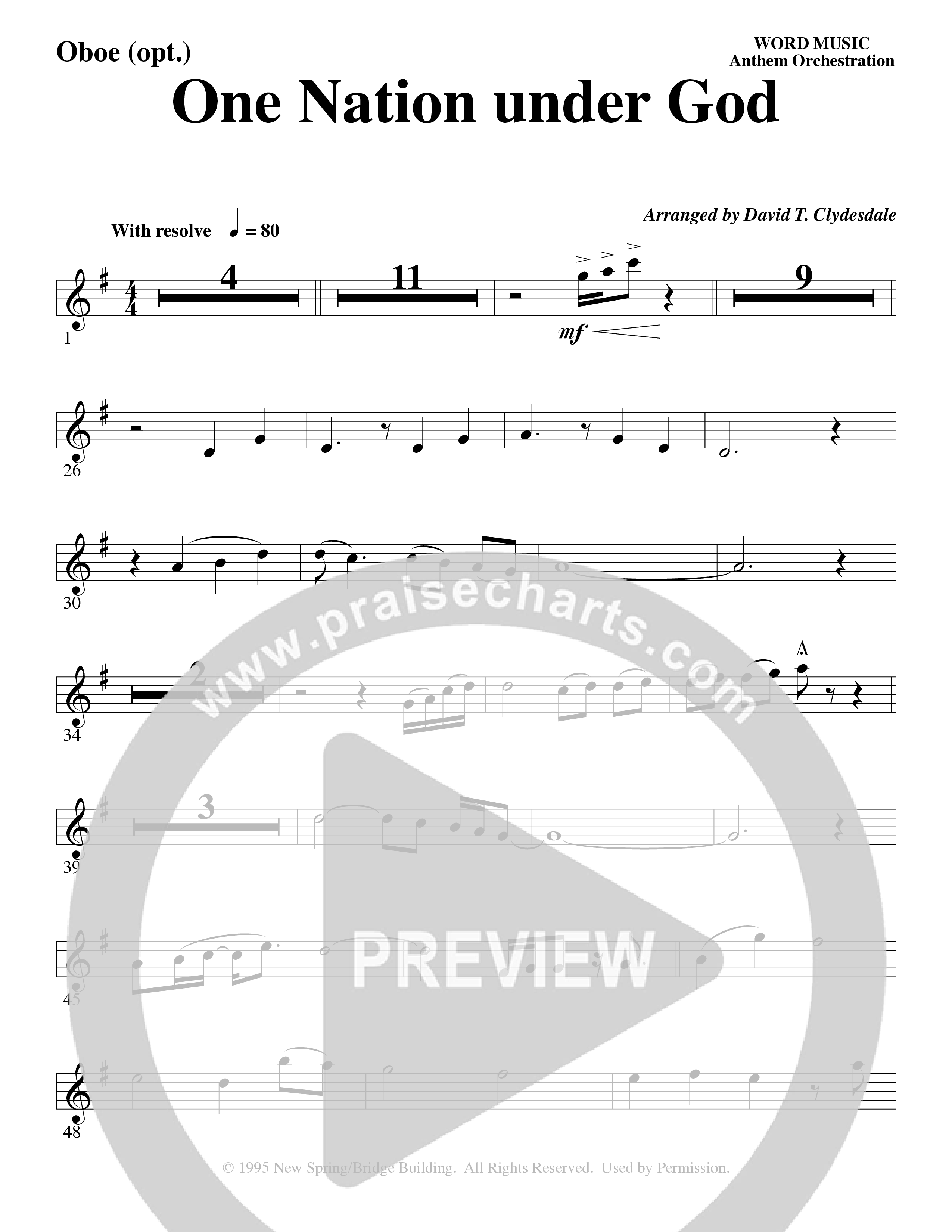 One Nation Under God (Choral Anthem SATB) Oboe (Word Music Choral / Arr. David Clydesdale)