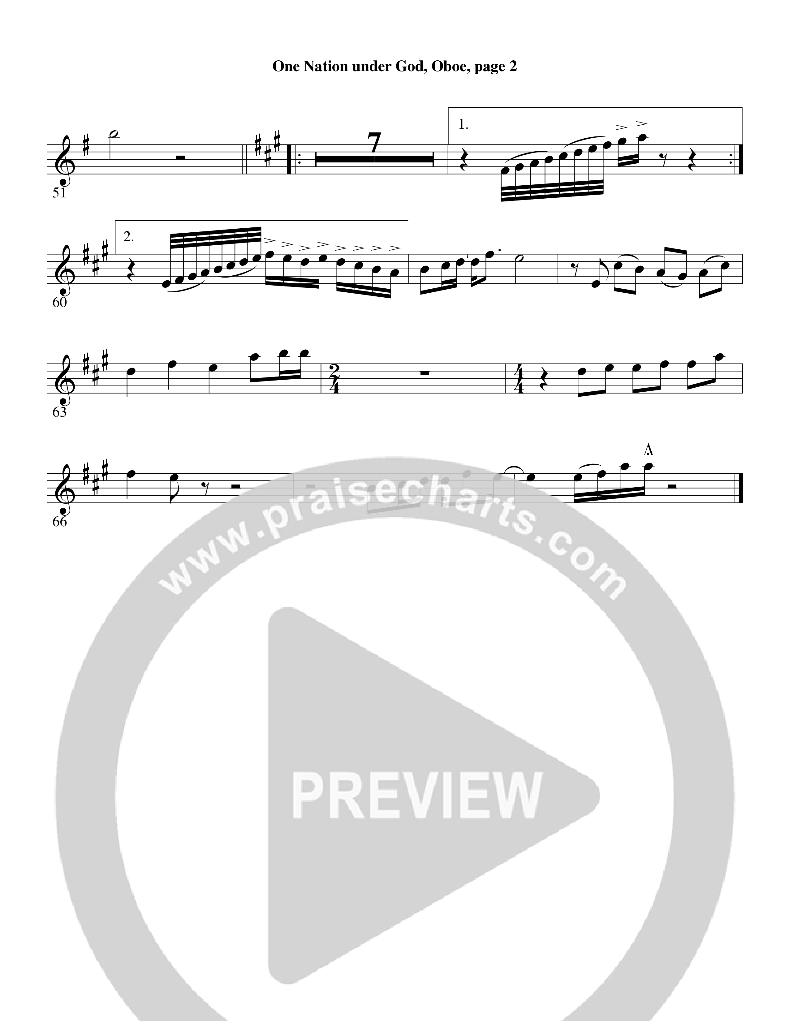 One Nation Under God (Choral Anthem SATB) Oboe (Word Music Choral / Arr. David Clydesdale)