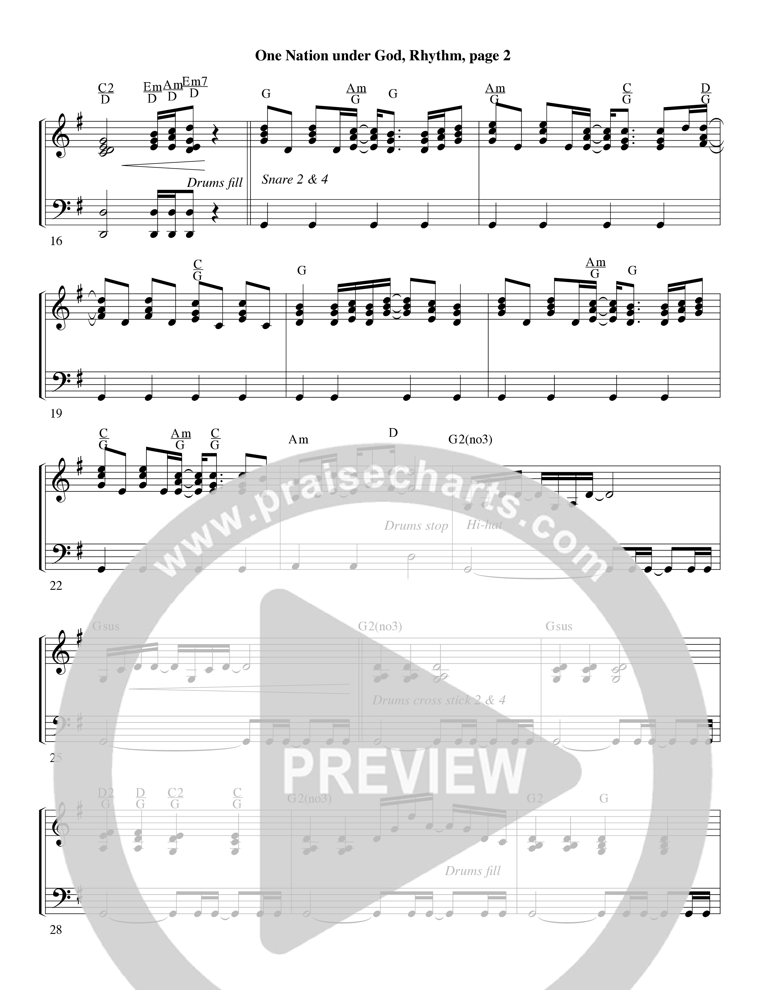 One Nation Under God (Choral Anthem SATB) Rhythm Chart (Word Music Choral / Arr. David Clydesdale)