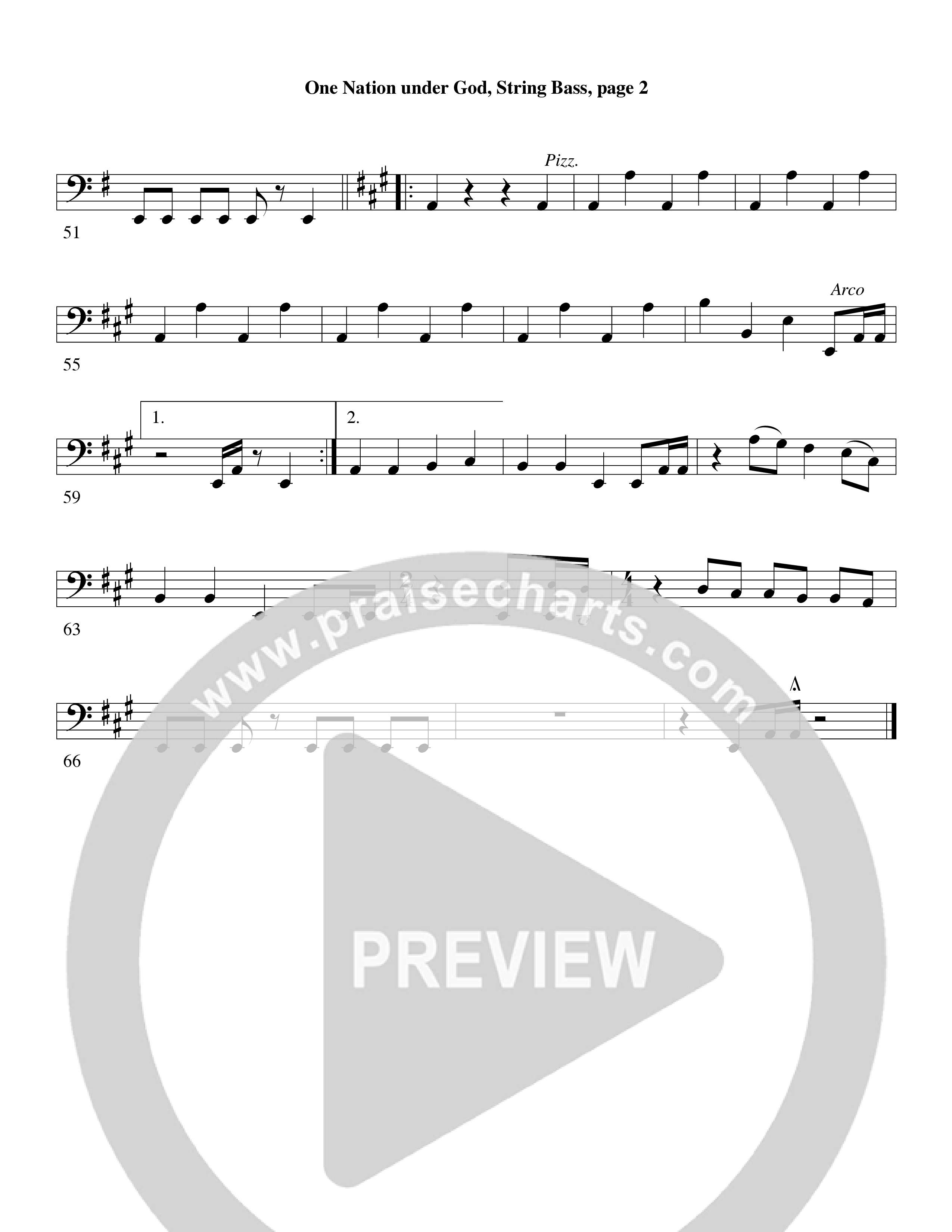 One Nation Under God (Choral Anthem SATB) String Bass (Word Music Choral / Arr. David Clydesdale)