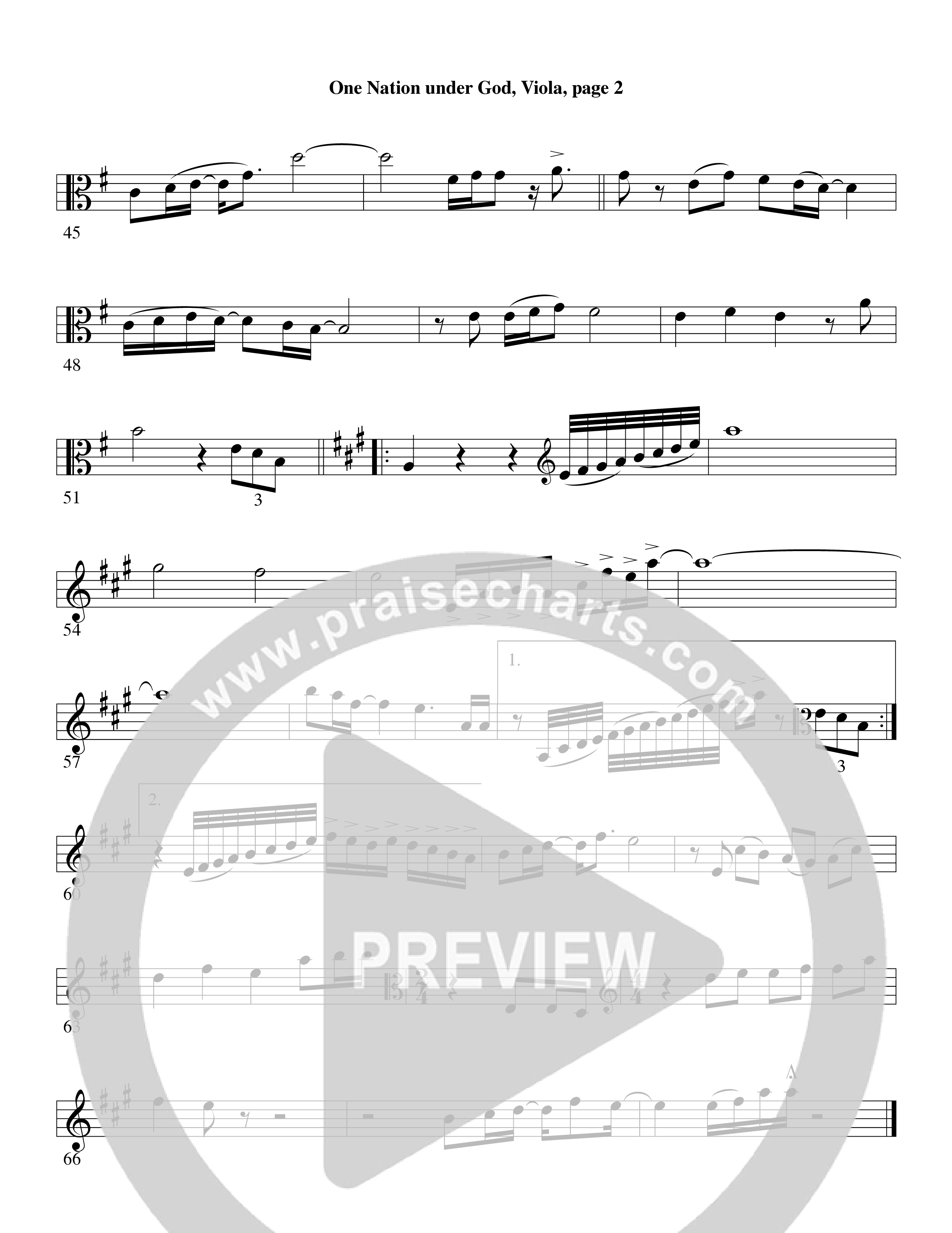 One Nation Under God (Choral Anthem SATB) Viola (Word Music Choral / Arr. David Clydesdale)