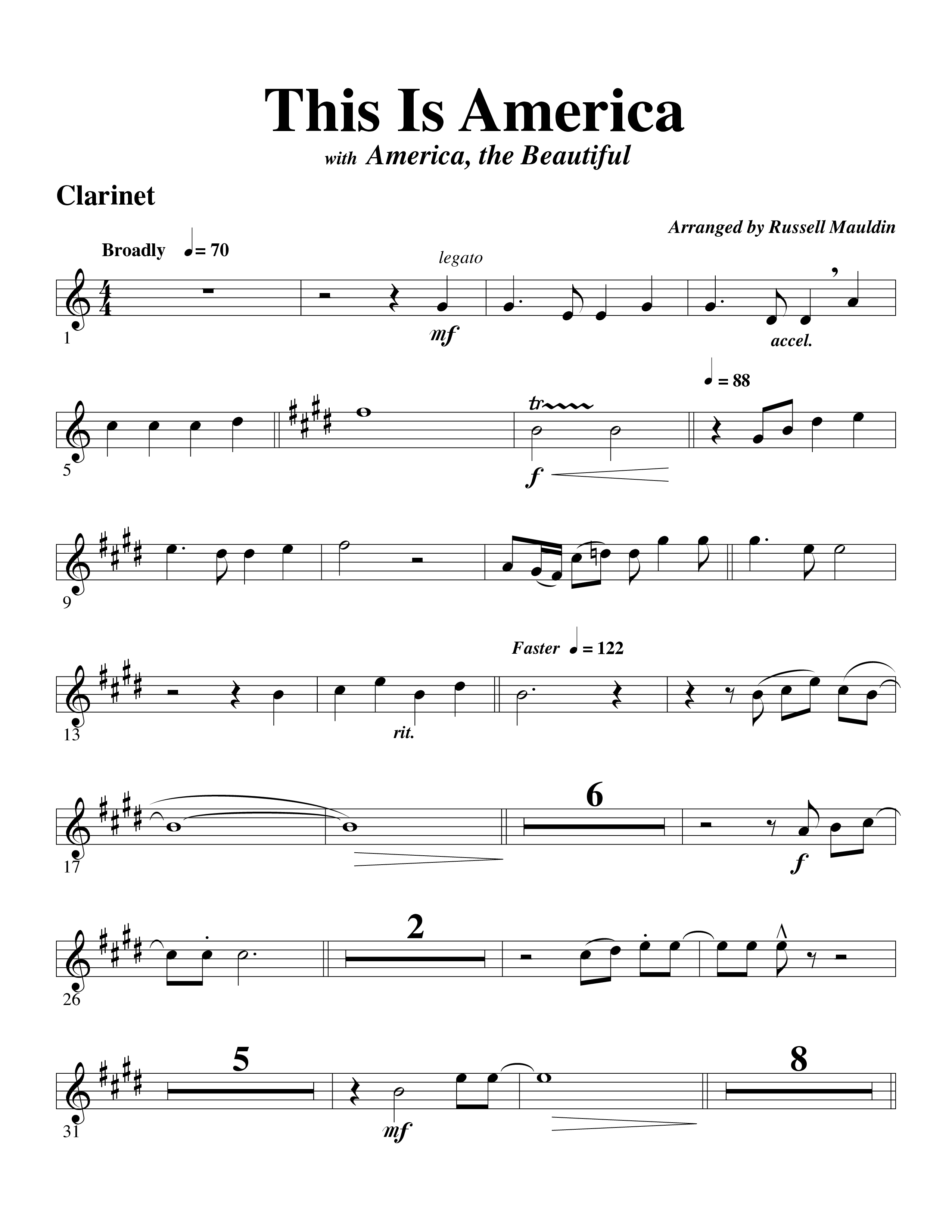 This Is America Clarinet (Word Music / Arr. Russell Mauldin)