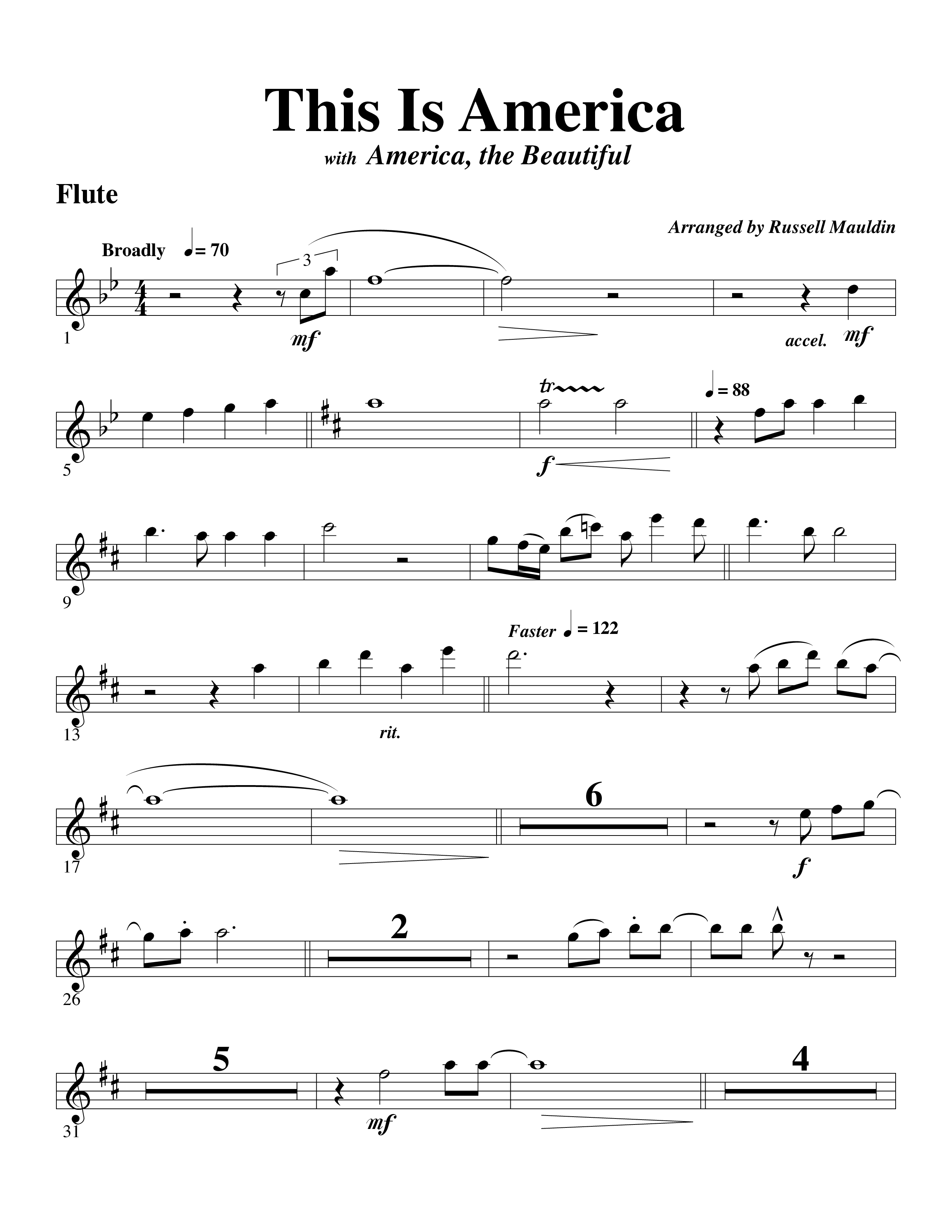 This Is America Flute (Word Music / Arr. Russell Mauldin)