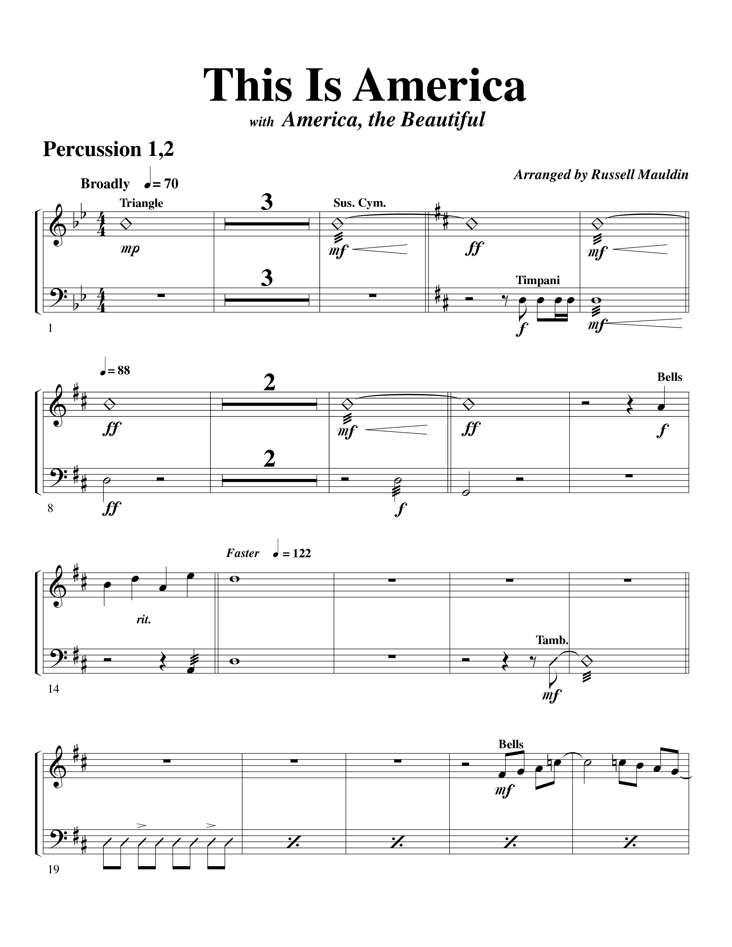 This Is America Percussion 1/2 (Word Music / Arr. Russell Mauldin)