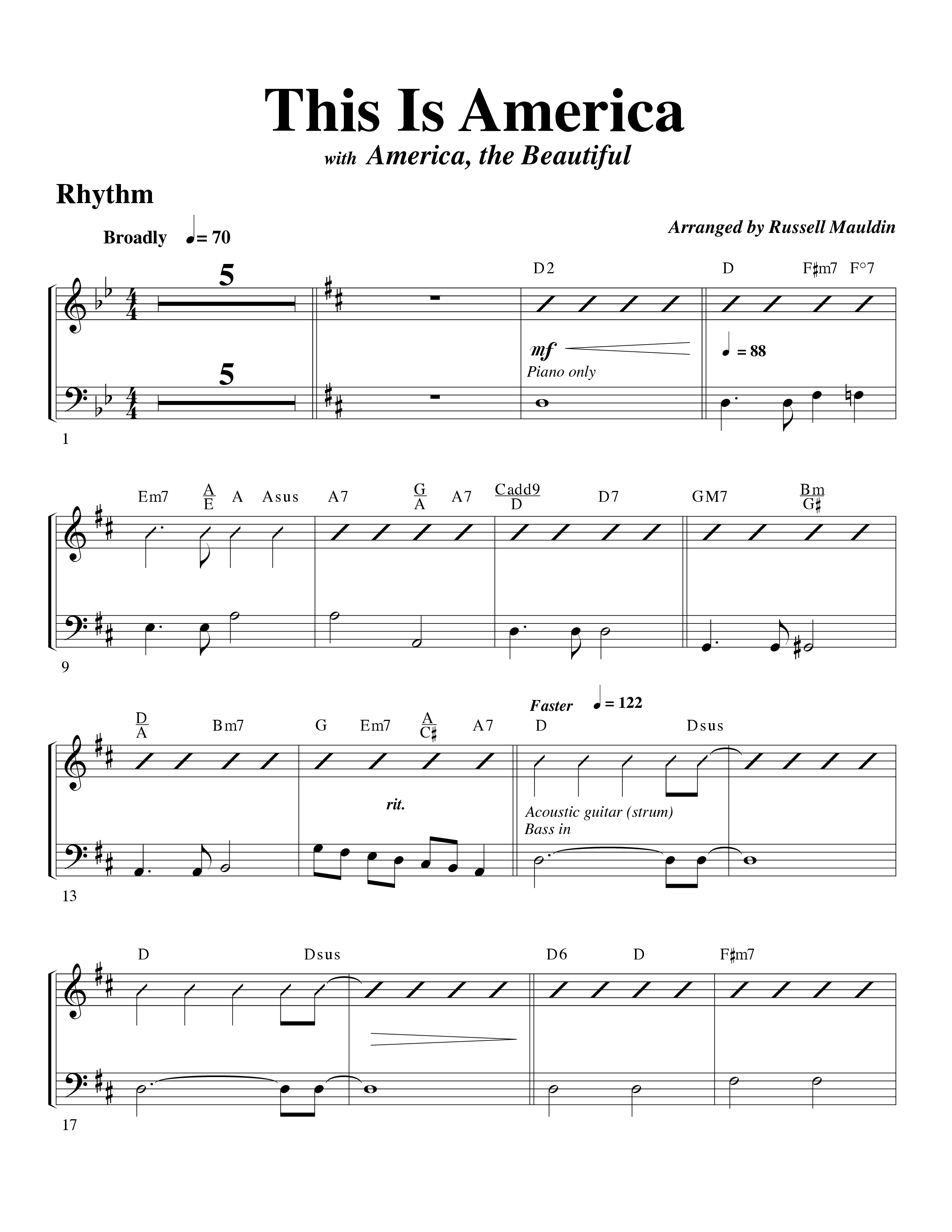 This Is America Rhythm Chart (Word Music / Arr. Russell Mauldin)
