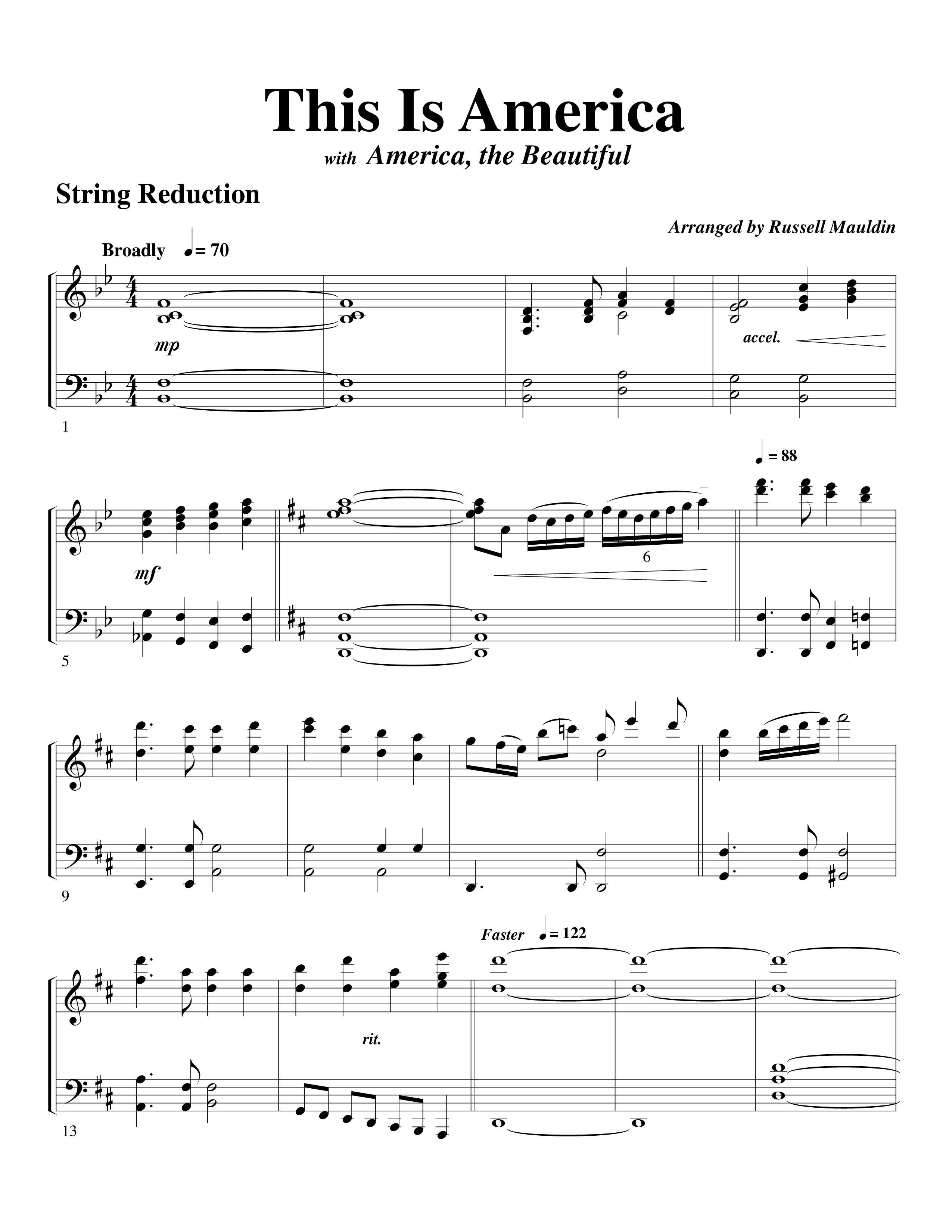 This Is America String Reduction (Word Music / Arr. Russell Mauldin)