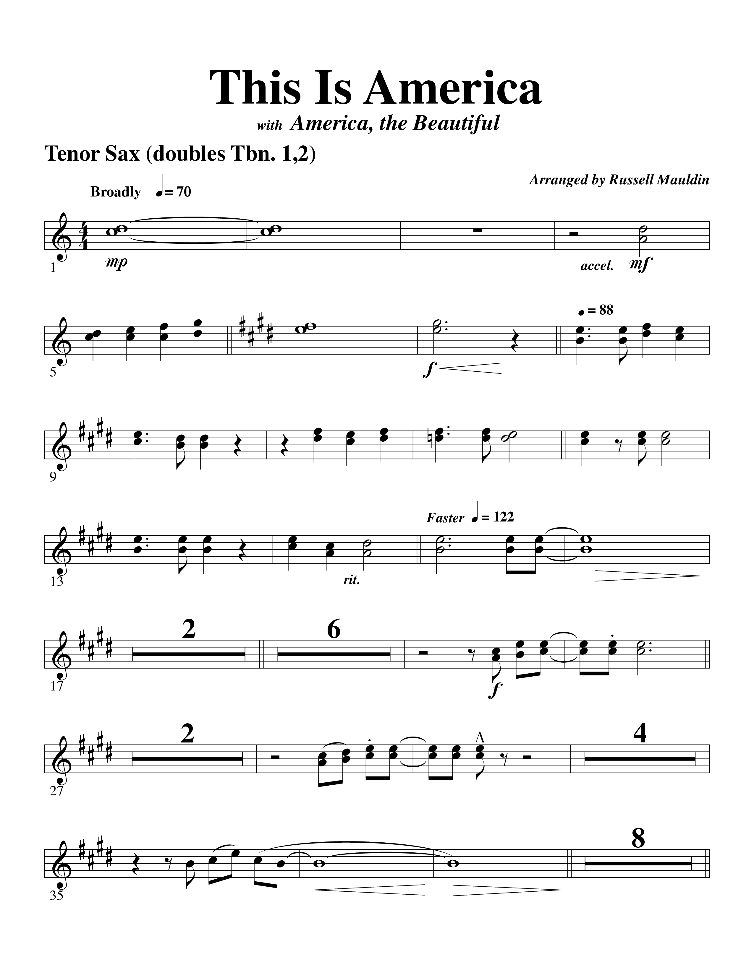 This Is America Tenor Sax 1 (Word Music / Arr. Russell Mauldin)