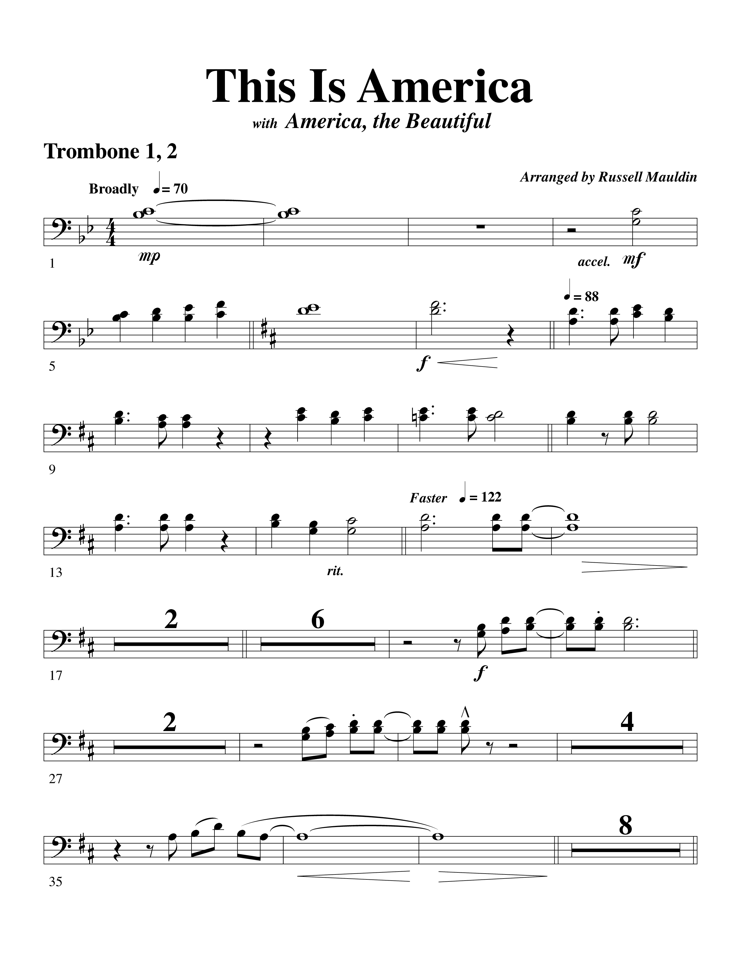 This Is America Trombone 1/2 (Word Music / Arr. Russell Mauldin)