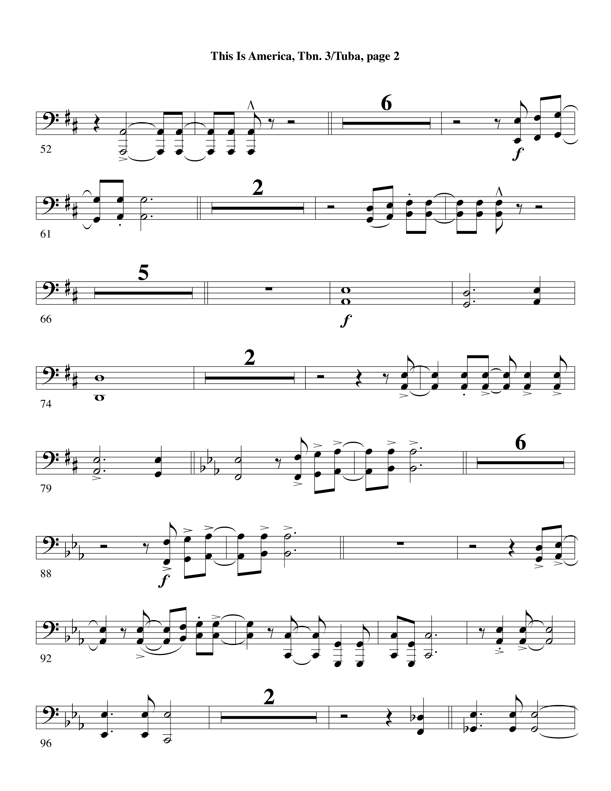 This Is America Trombone 3/Tuba (Word Music / Arr. Russell Mauldin)