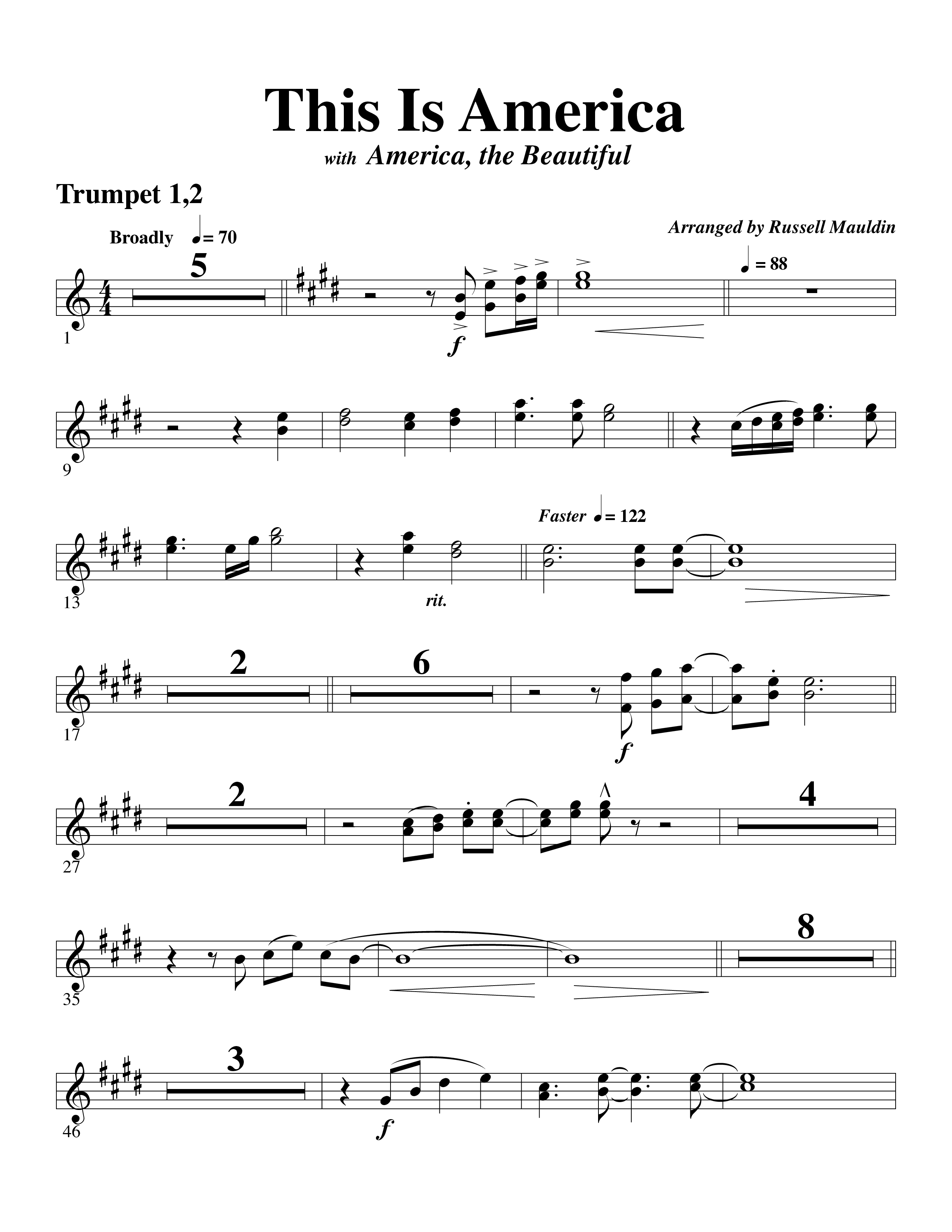 This Is America Trumpet 1,2 (Word Music / Arr. Russell Mauldin)