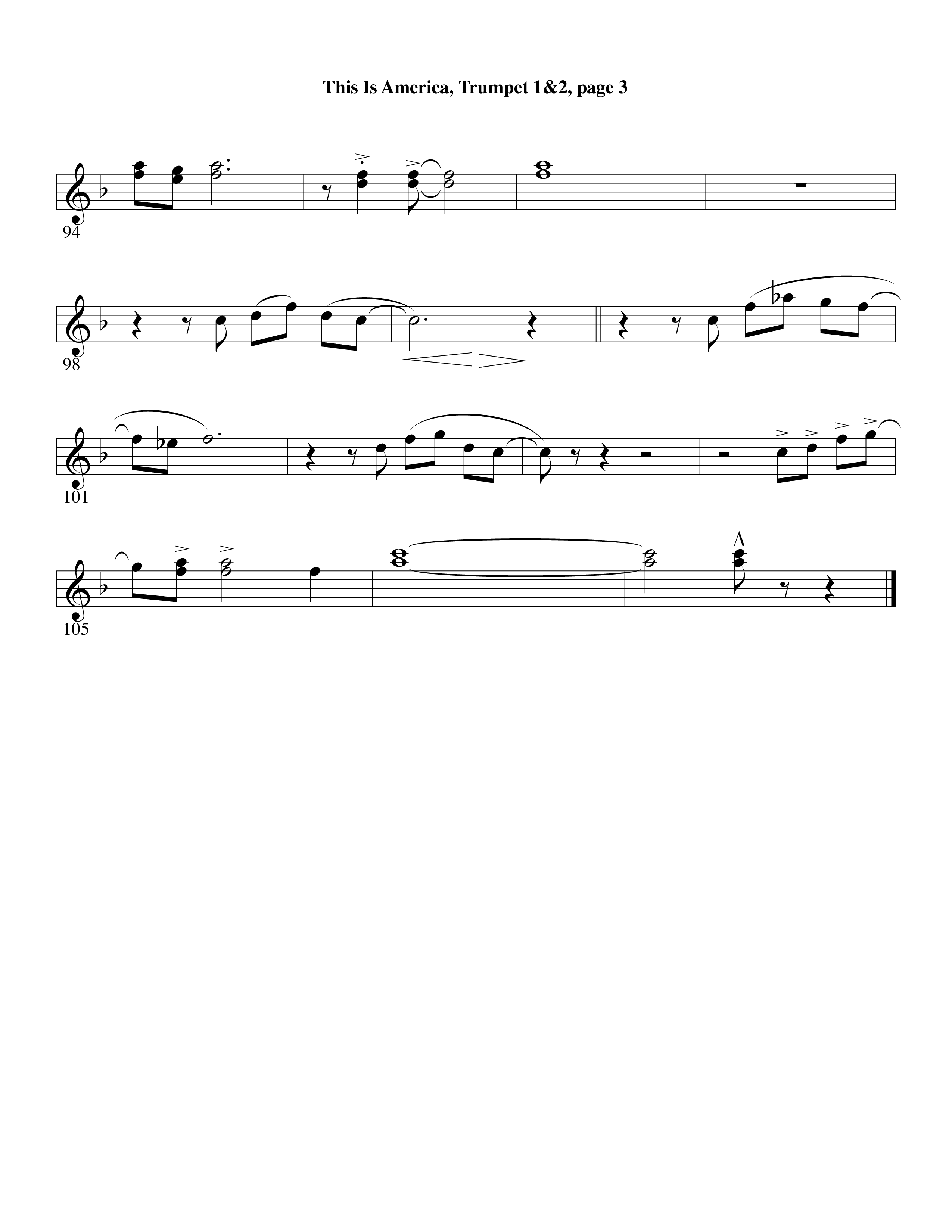 This Is America Trumpet 1,2 (Word Music / Arr. Russell Mauldin)