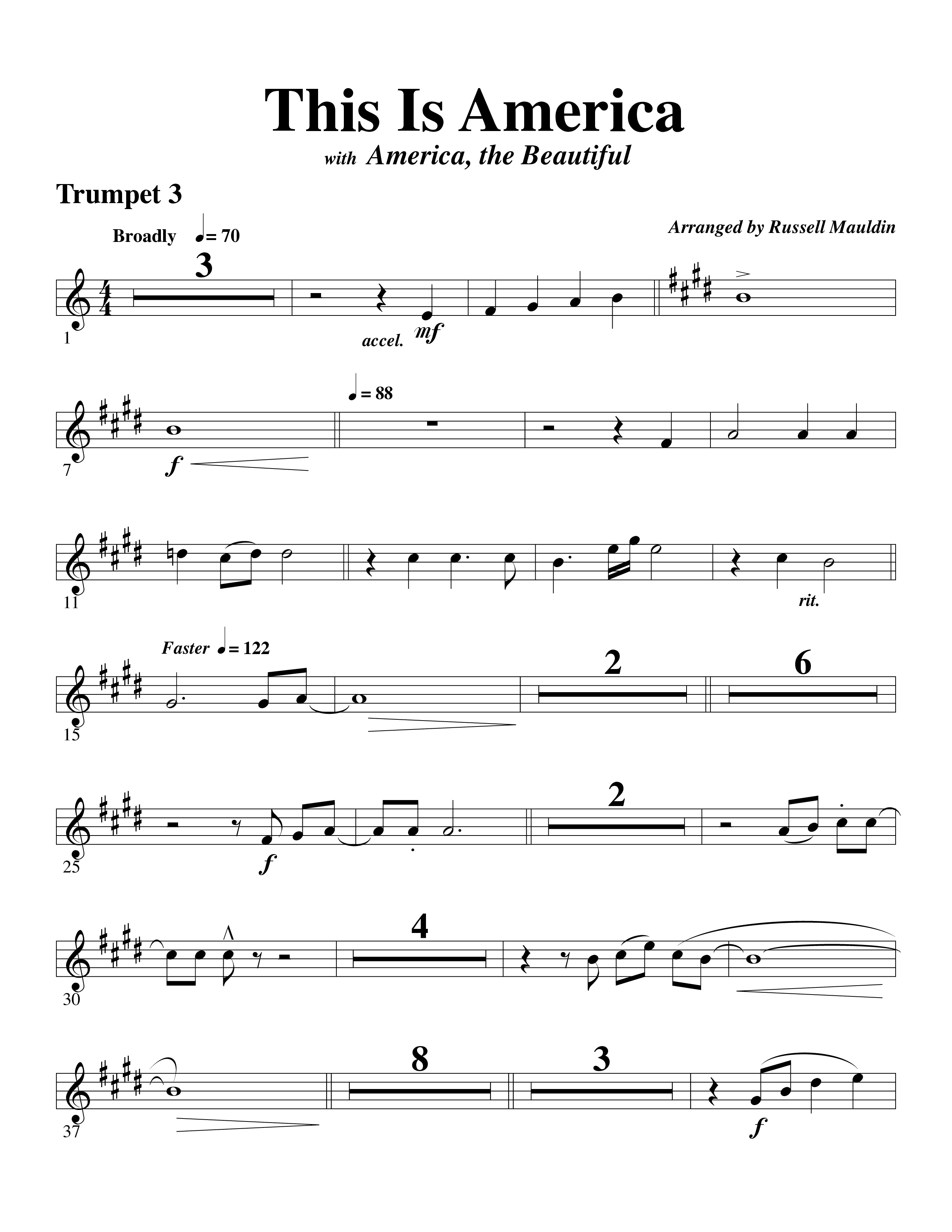 This Is America Trumpet 3 (Word Music / Arr. Russell Mauldin)