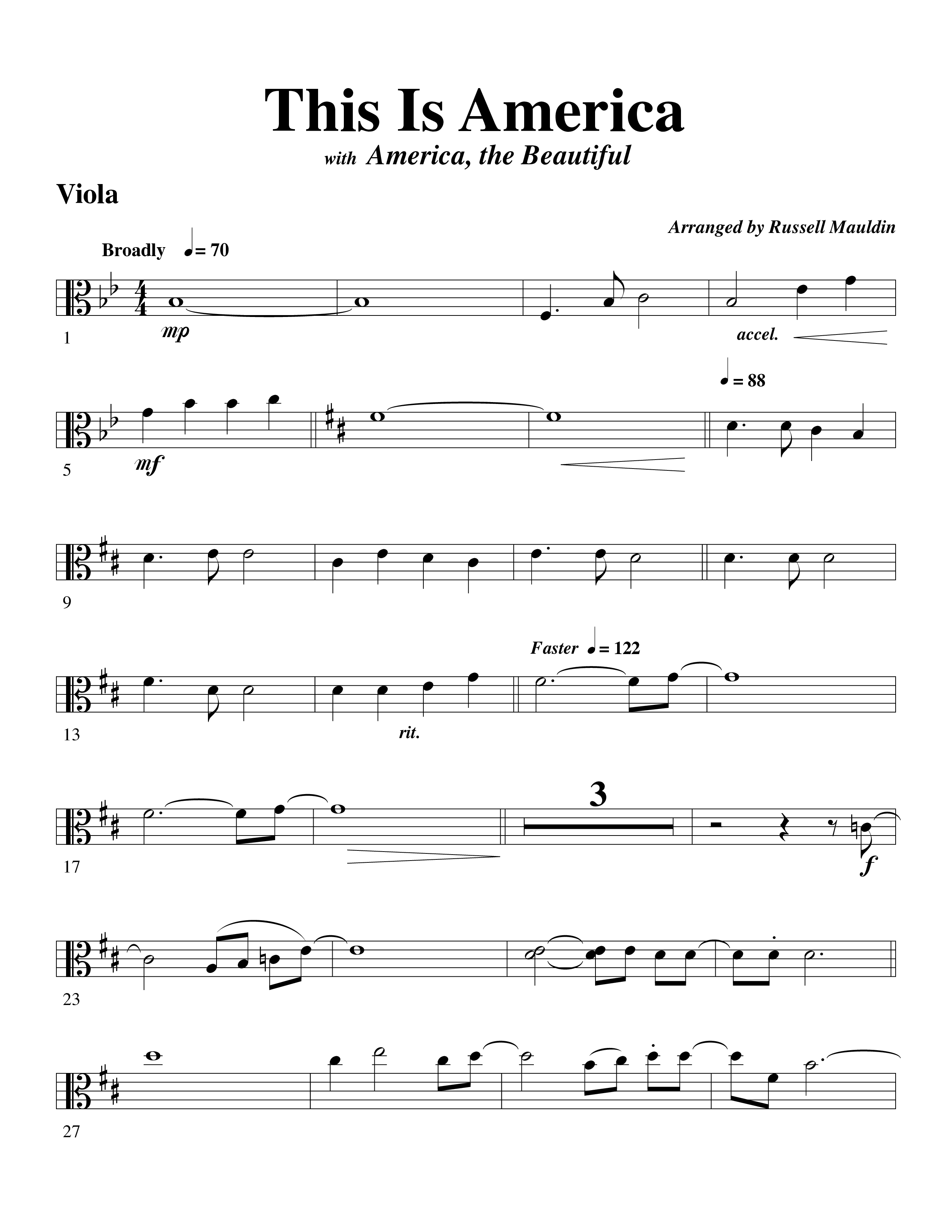 This Is America Viola (Word Music / Arr. Russell Mauldin)