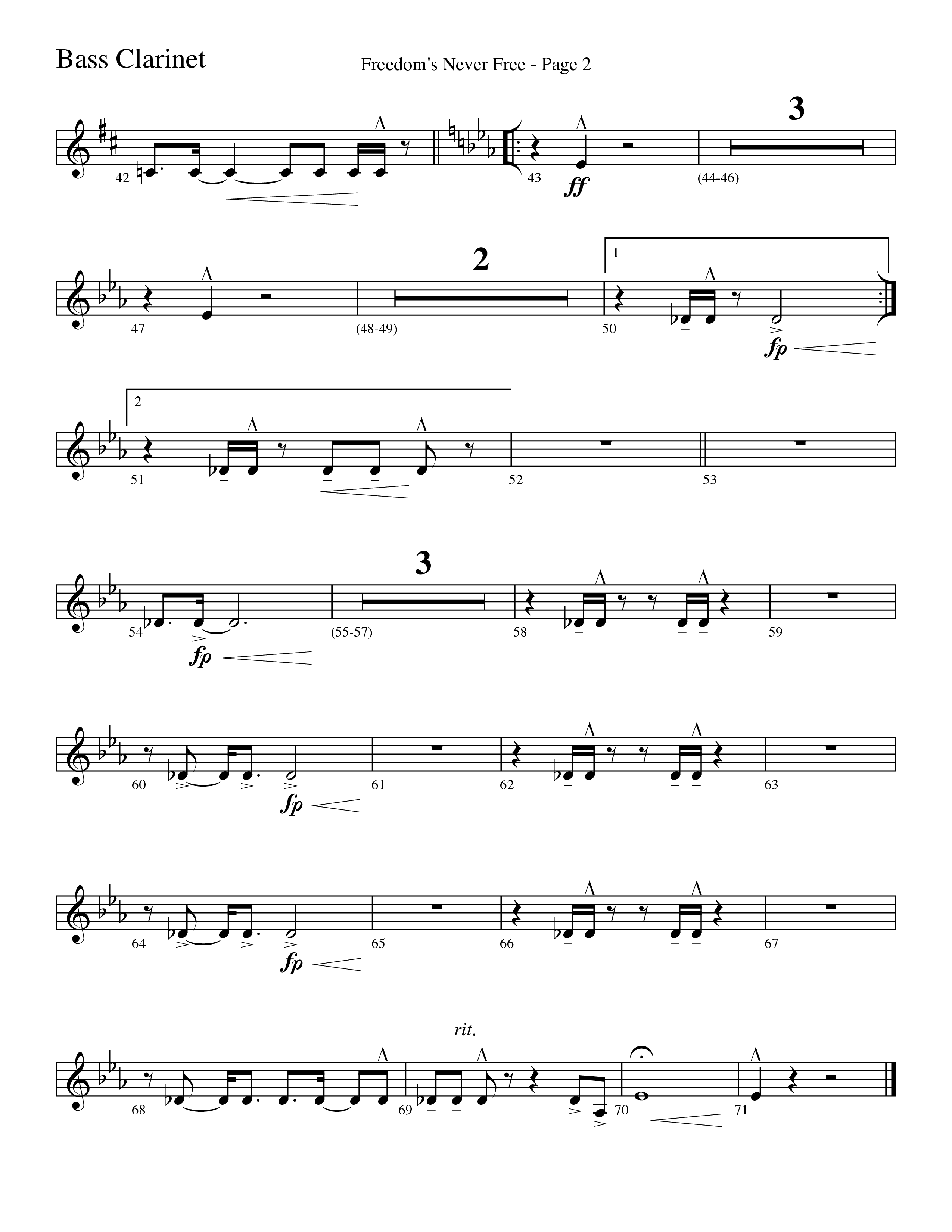 Freedom's Never Free (Choral Anthem SATB) Bass Clarinet (Word Music Choral / Arr. Camp Kirkland)