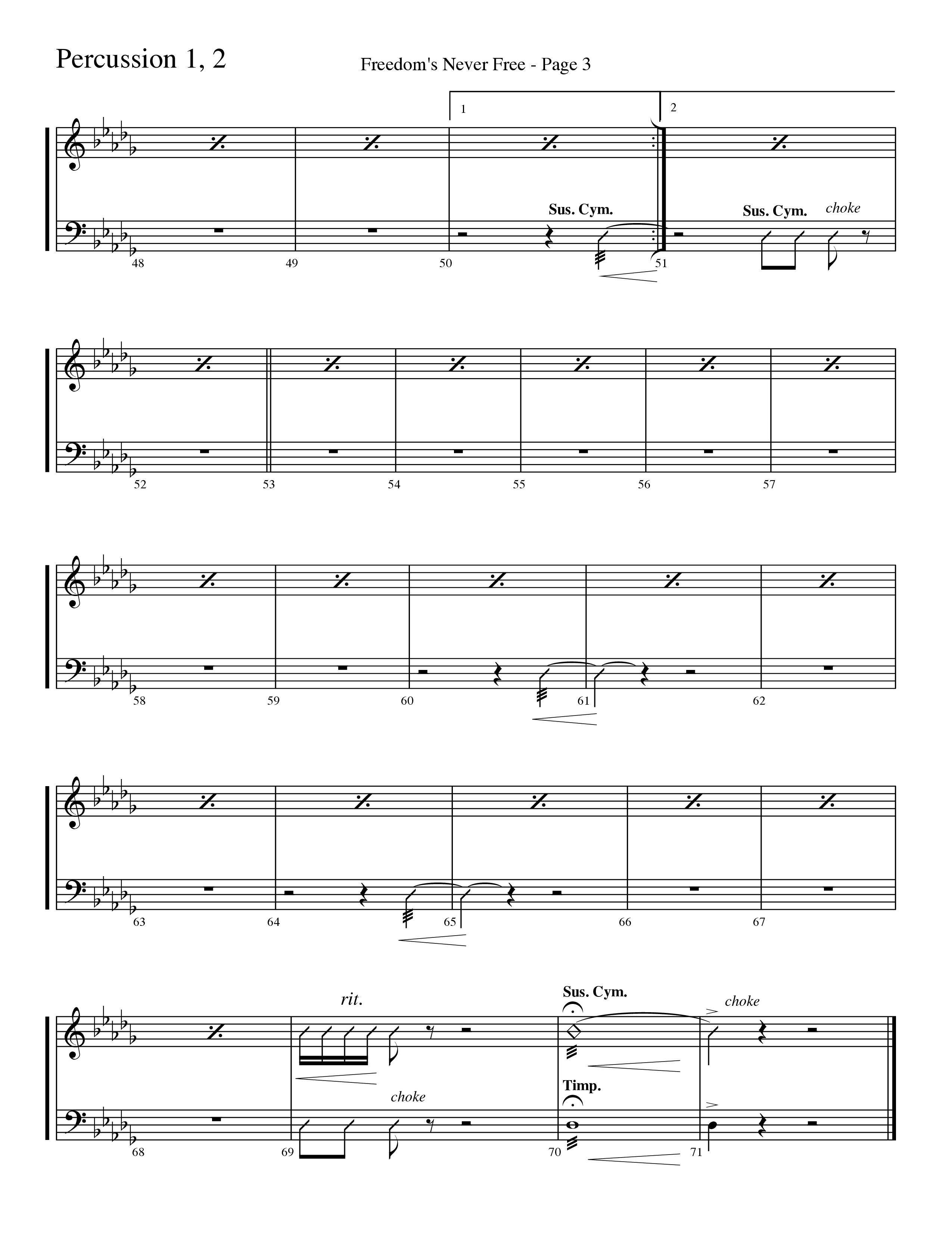 Freedom's Never Free (Choral Anthem SATB) Percussion 1/2 (Word Music Choral / Arr. Camp Kirkland)