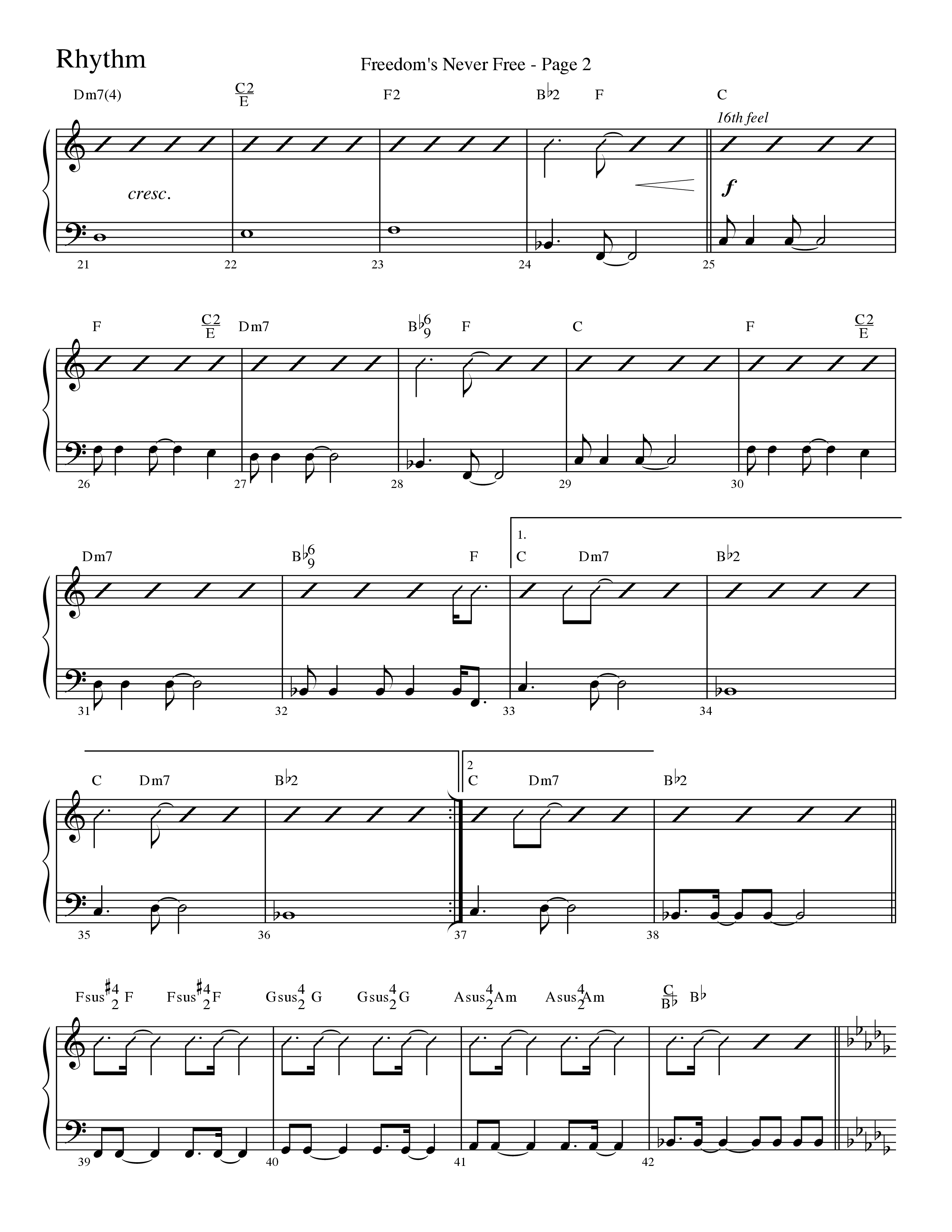 Freedom's Never Free (Choral Anthem SATB) Rhythm/Vocal (Word Music Choral / Arr. Camp Kirkland)