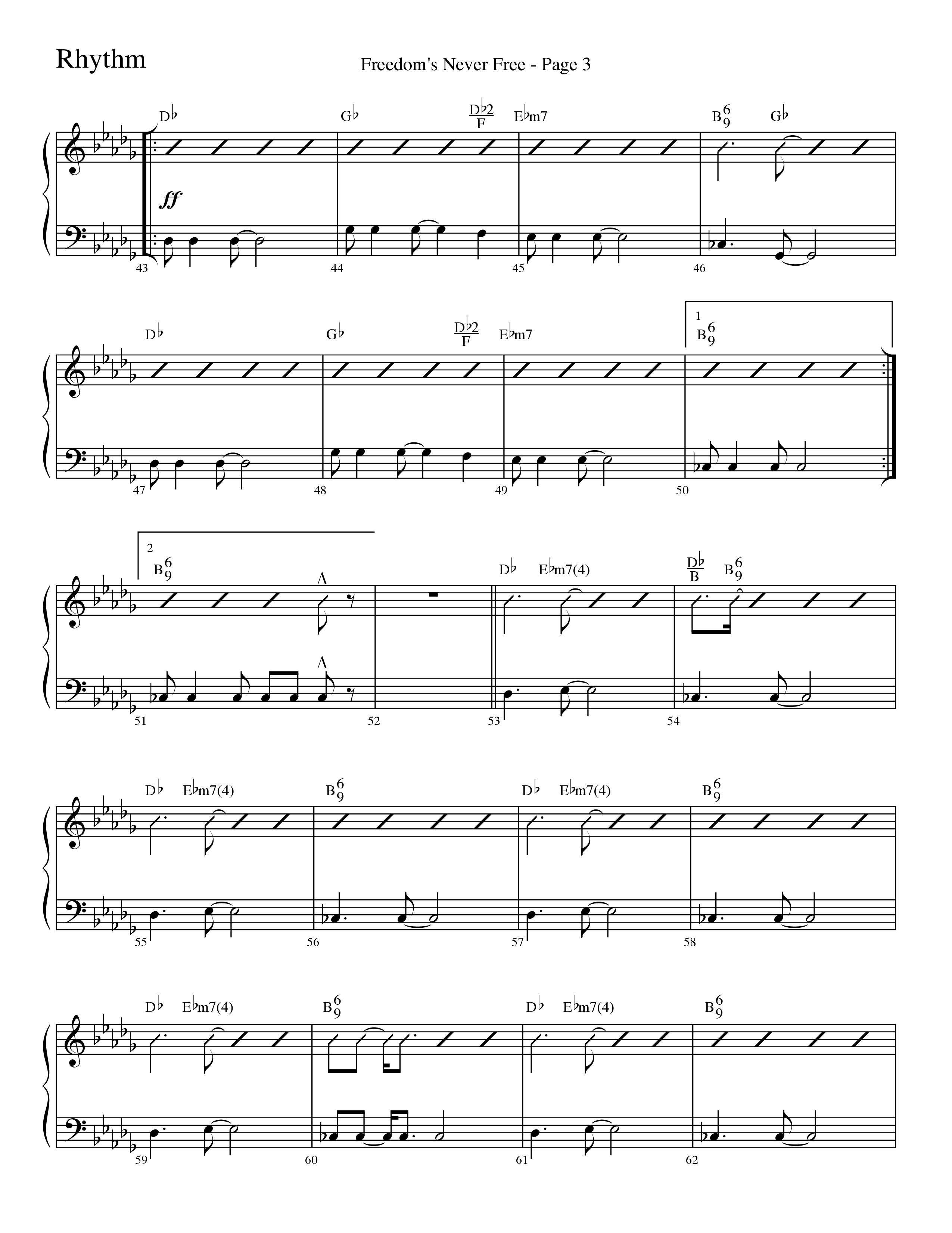 Freedom's Never Free (Choral Anthem SATB) Rhythm/Vocal (Word Music Choral / Arr. Camp Kirkland)