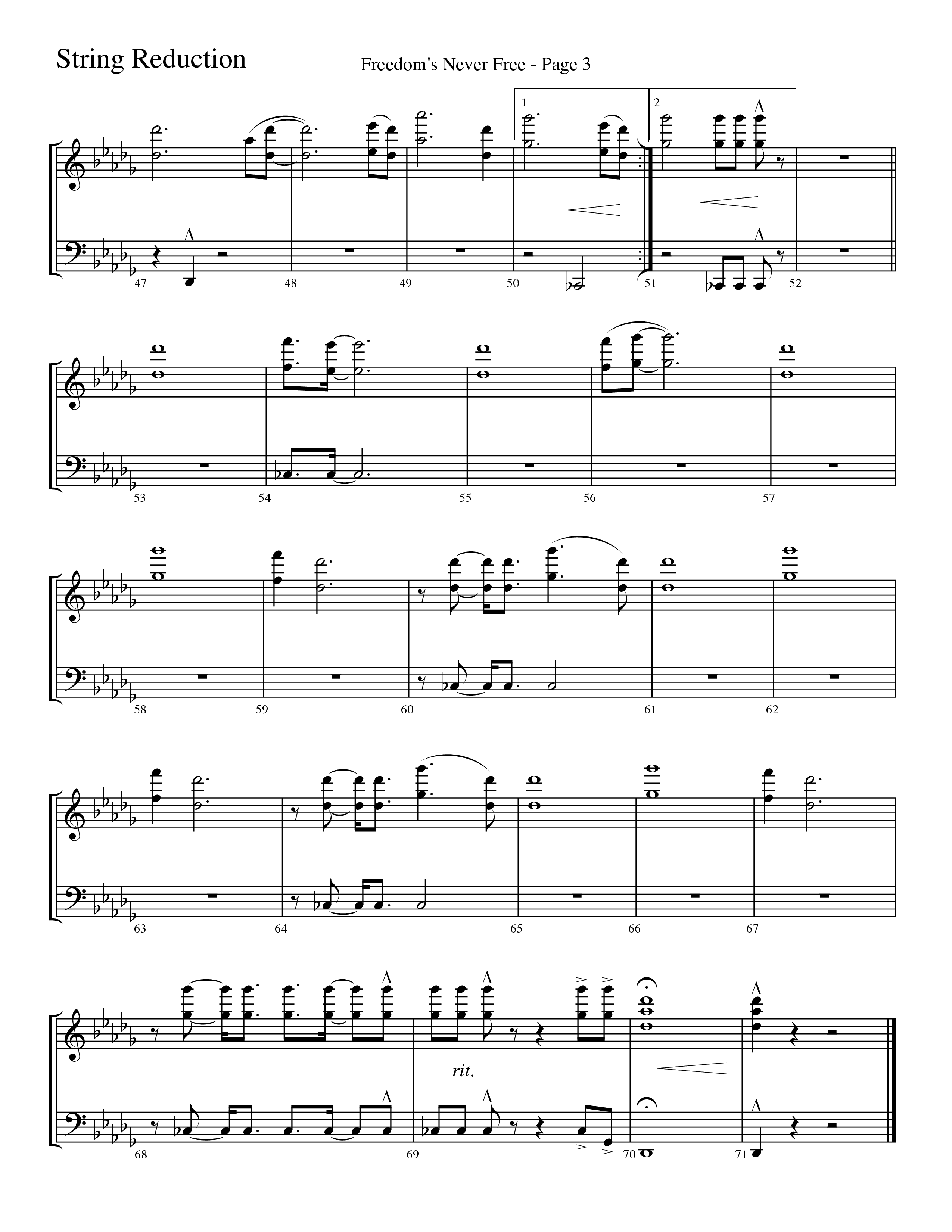 Freedom's Never Free (Choral Anthem SATB) String Reduction (Word Music Choral / Arr. Camp Kirkland)