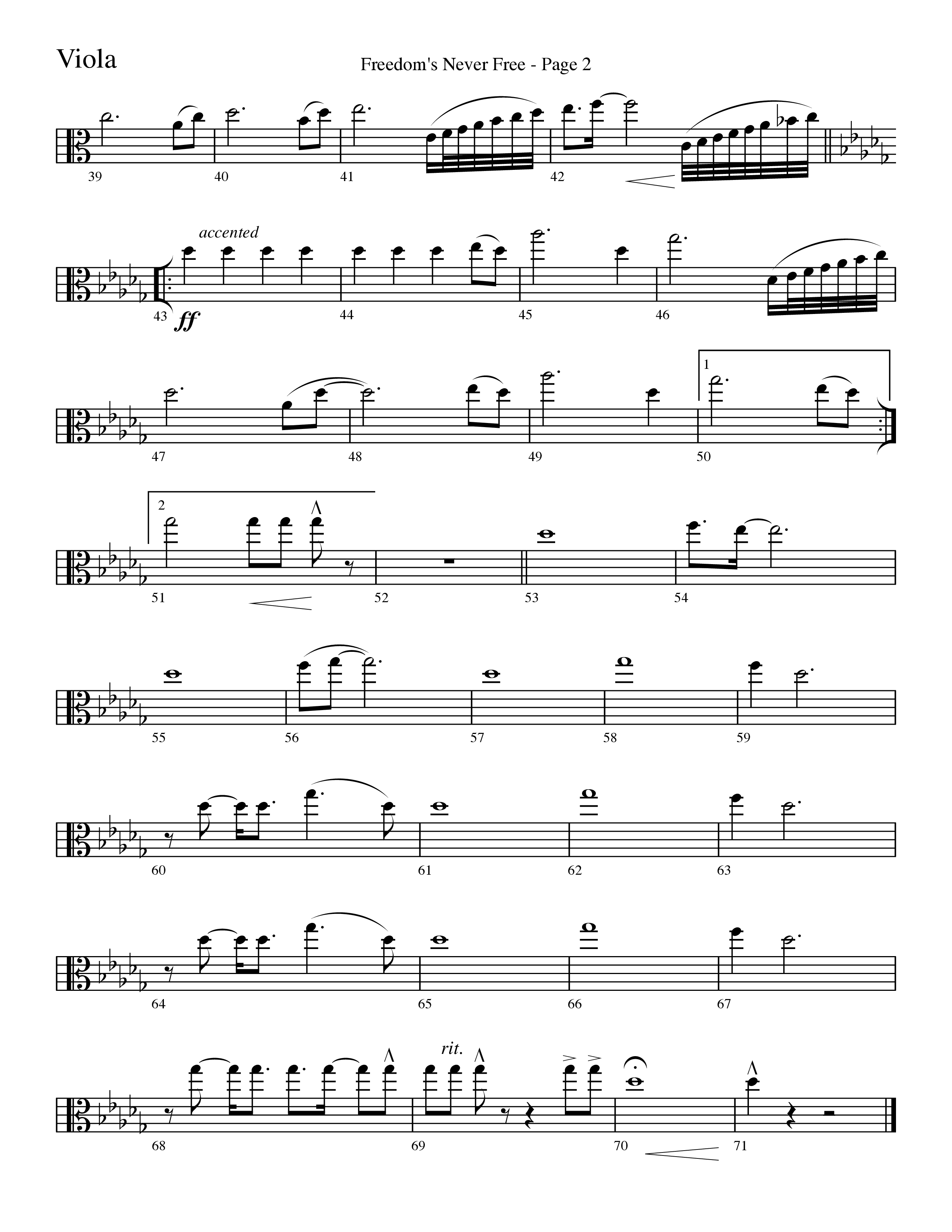 Freedom's Never Free (Choral Anthem SATB) Viola (Word Music Choral / Arr. Camp Kirkland)