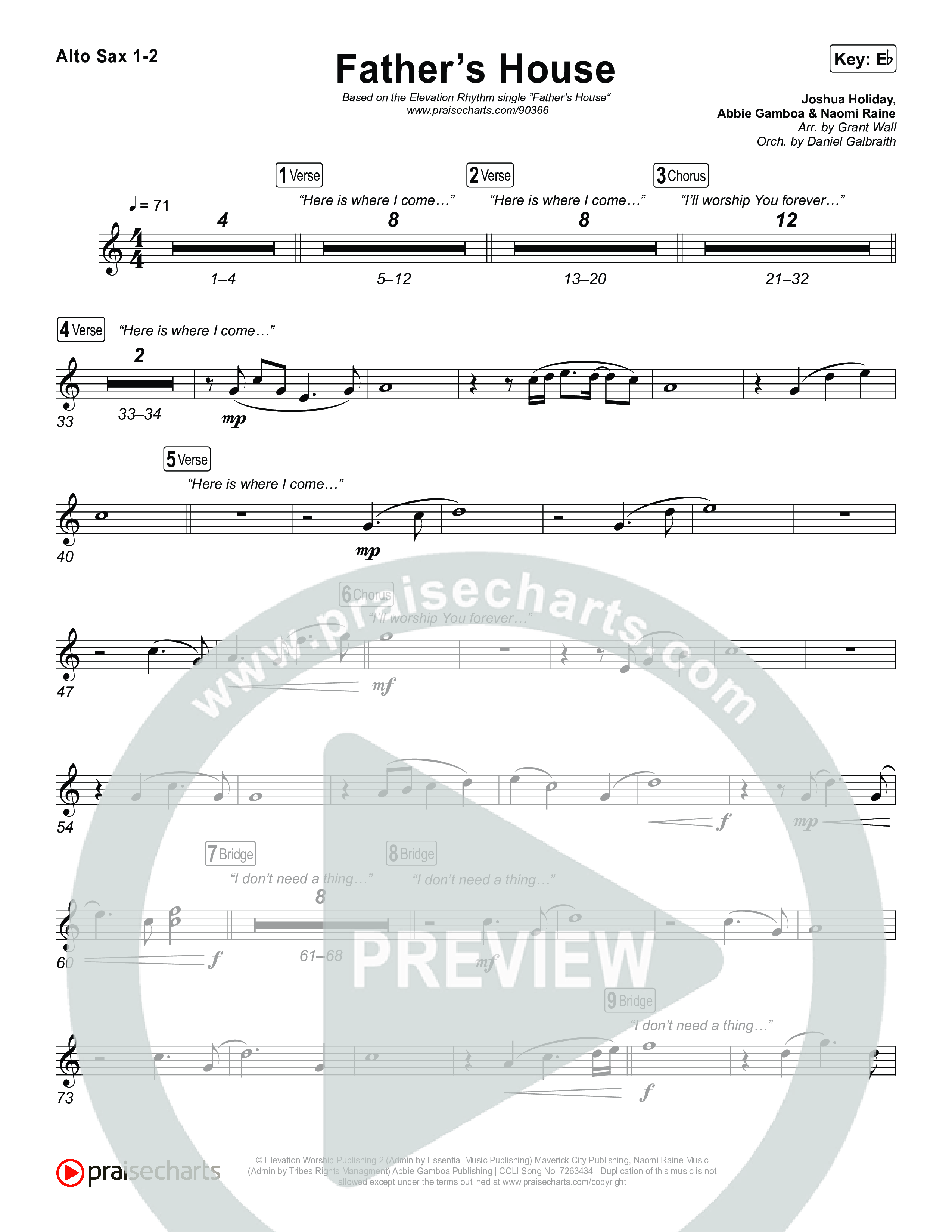 FATHER'S HOUSE Alto Sax 1,2 (ELEVATION RHYTHM)