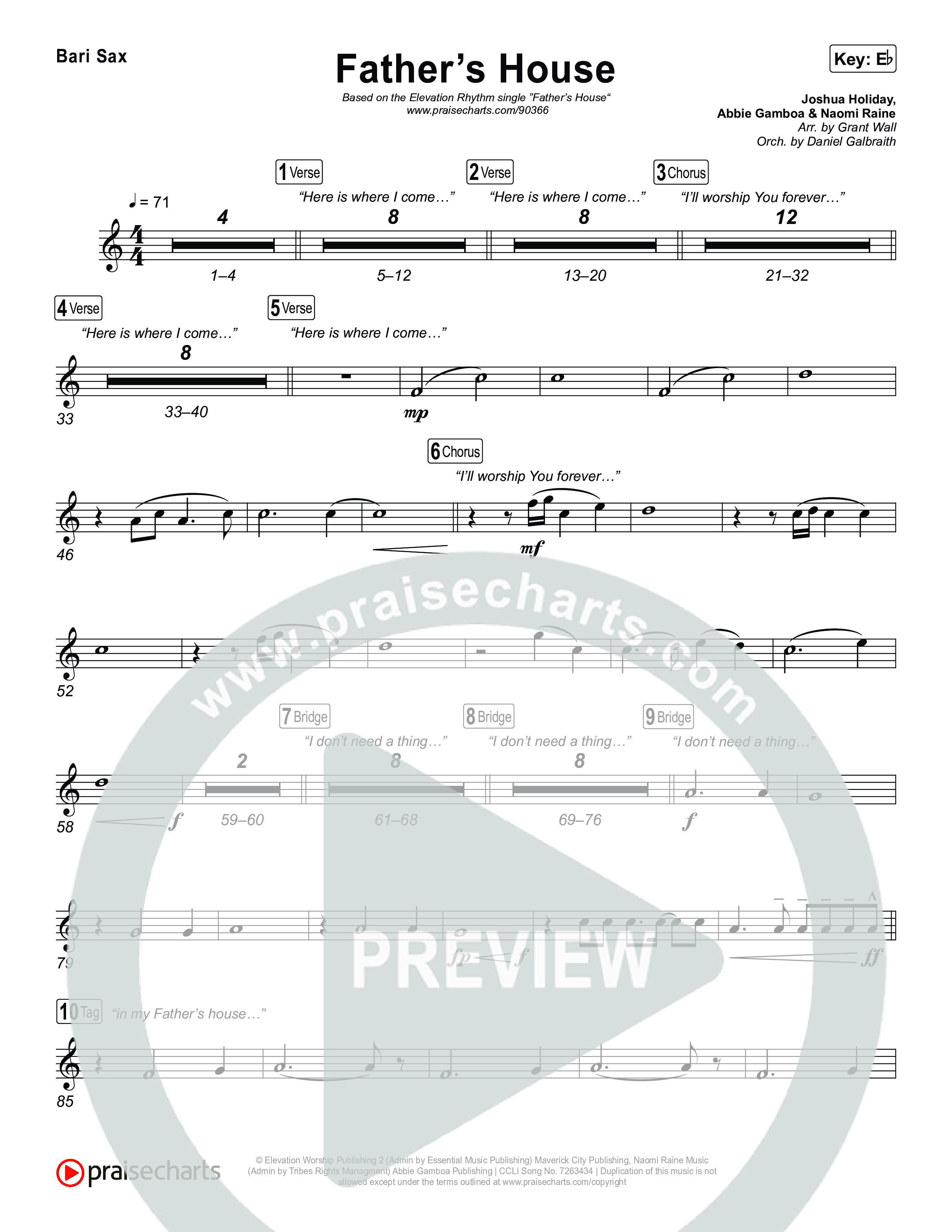 FATHER'S HOUSE Bari Sax (ELEVATION RHYTHM)