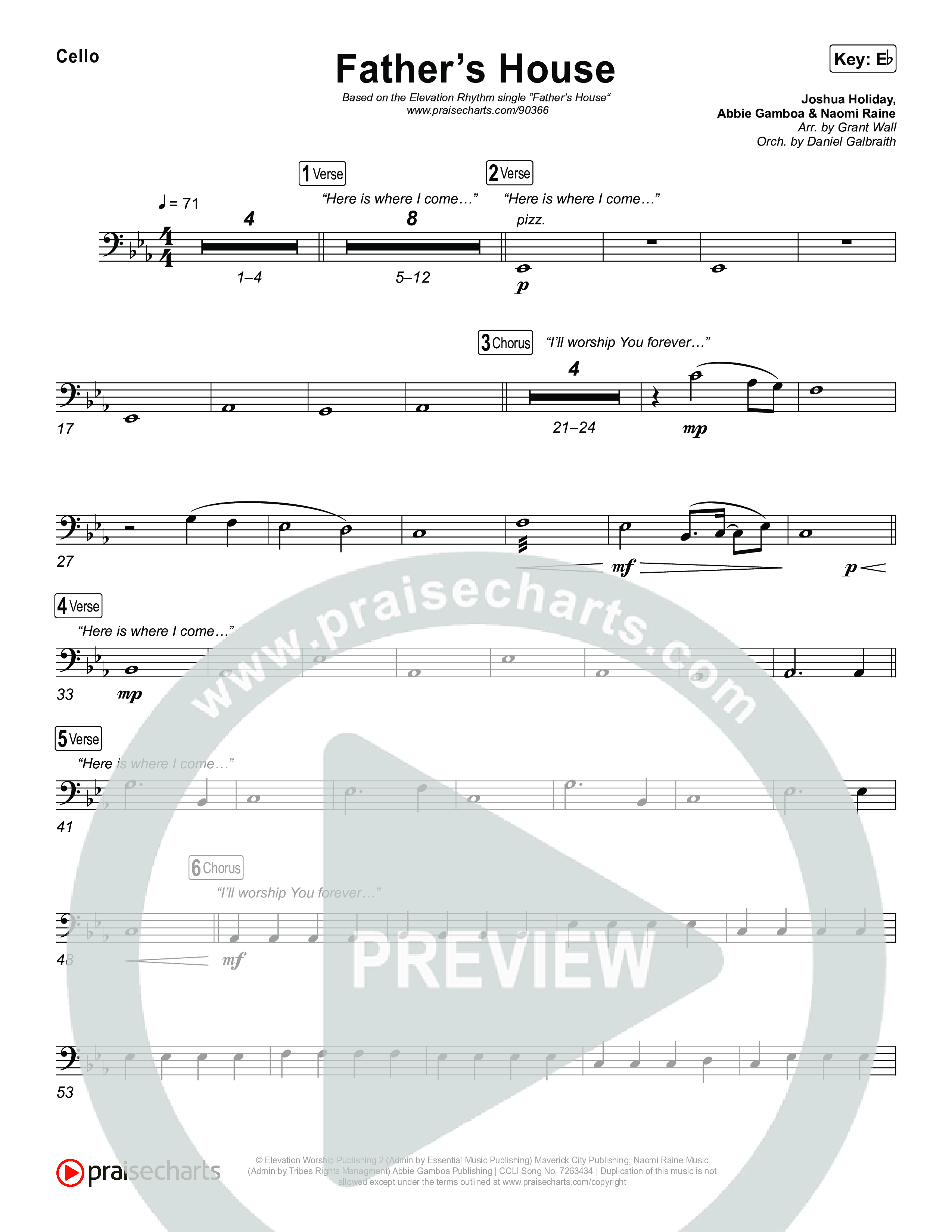 FATHER'S HOUSE Cello (ELEVATION RHYTHM)