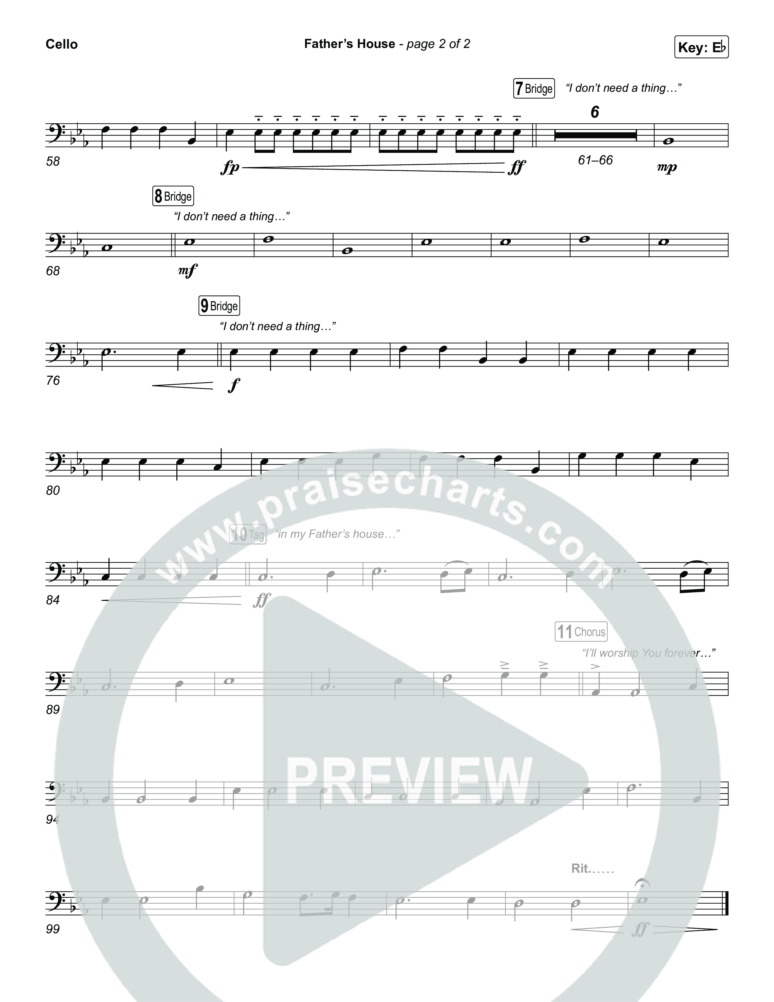 FATHER'S HOUSE Cello (ELEVATION RHYTHM)
