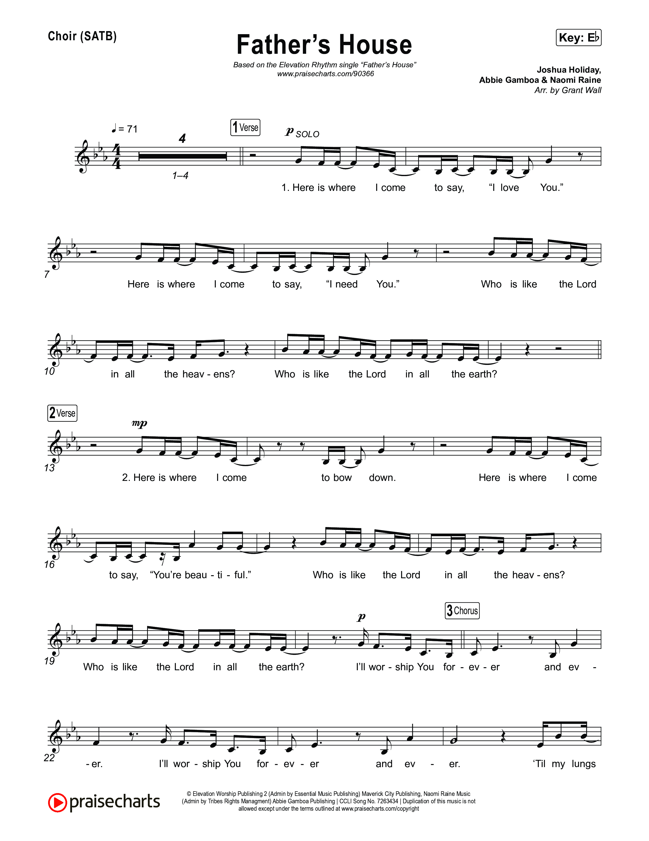 FATHER'S HOUSE Choir Sheet (SATB) (ELEVATION RHYTHM)