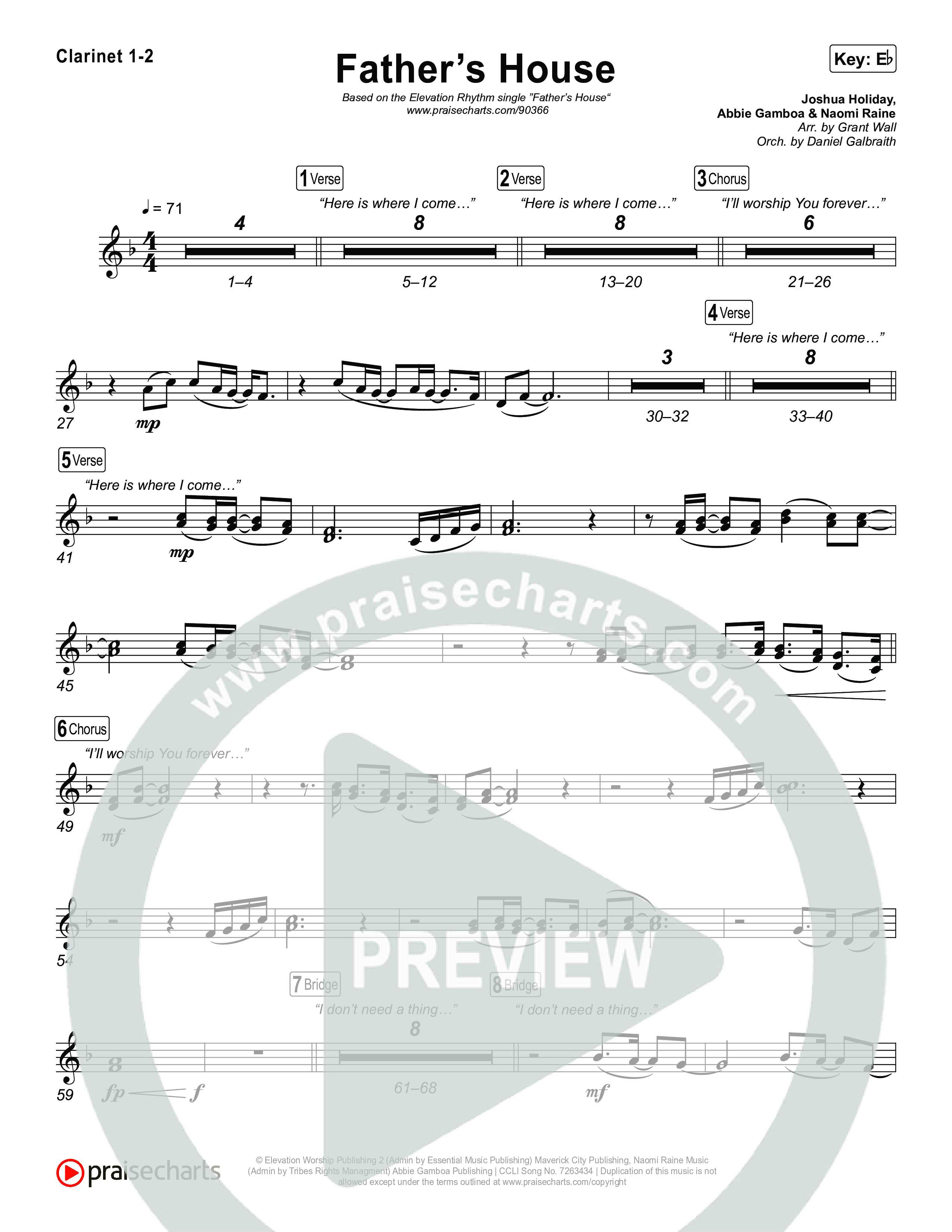 FATHER'S HOUSE Clarinet 1/2 (ELEVATION RHYTHM)