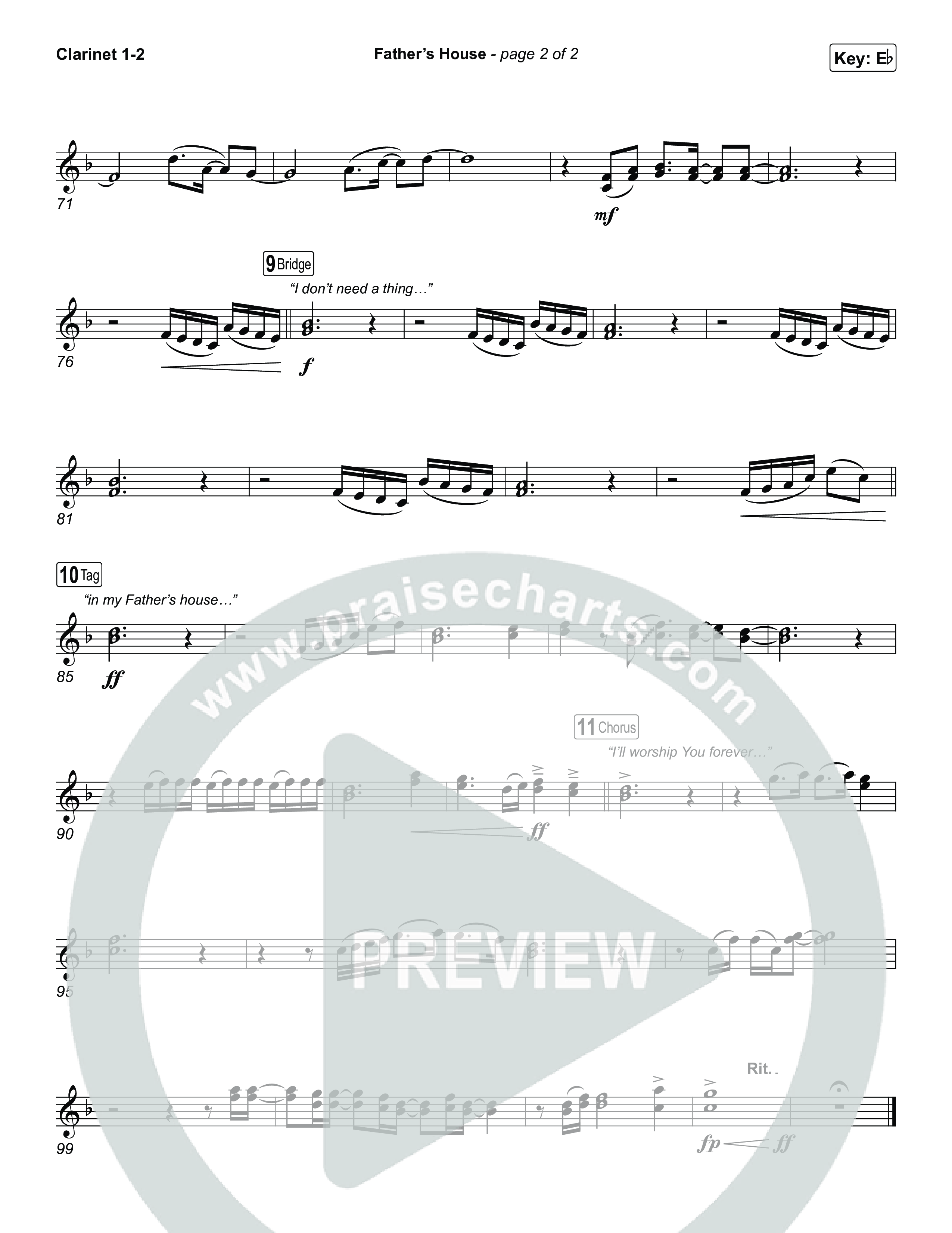 FATHER'S HOUSE Clarinet 1/2 (ELEVATION RHYTHM)