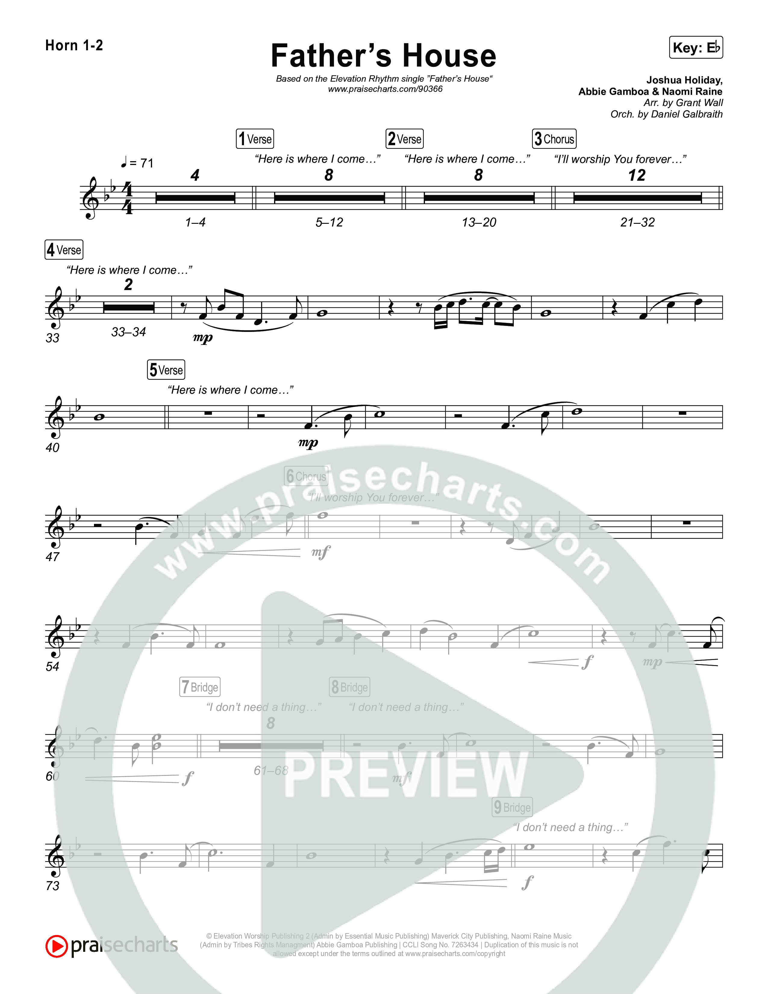 FATHER'S HOUSE French Horn 1,2 (ELEVATION RHYTHM)