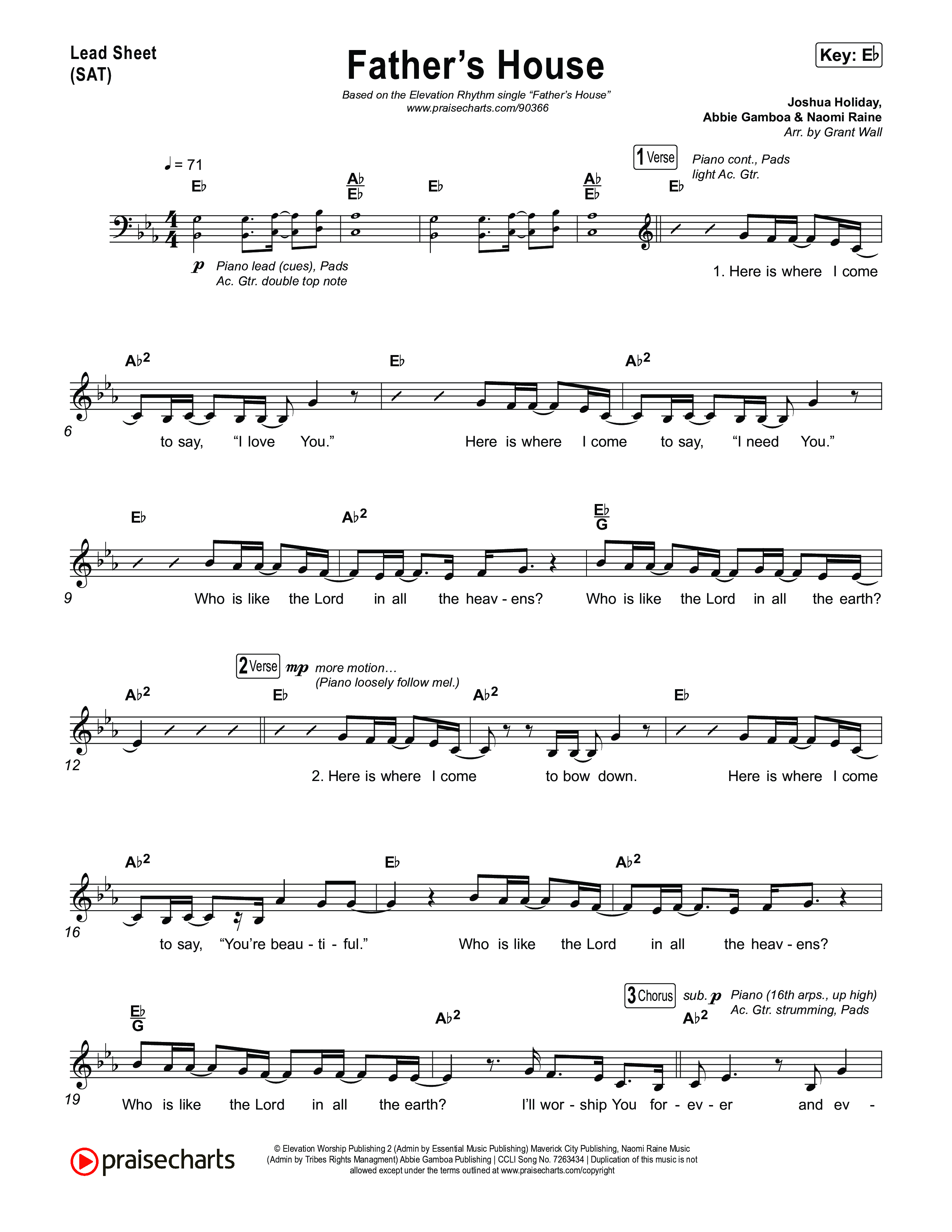 FATHER'S HOUSE Lead Sheet (SAT) (ELEVATION RHYTHM)