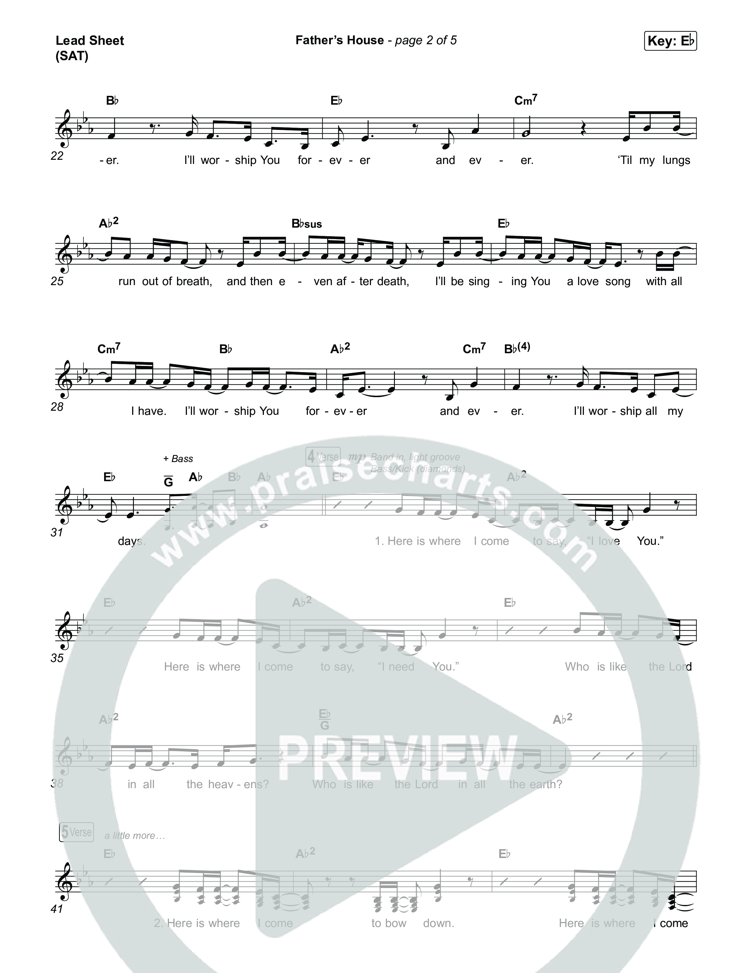 FATHER'S HOUSE Lead Sheet (SAT) (ELEVATION RHYTHM)