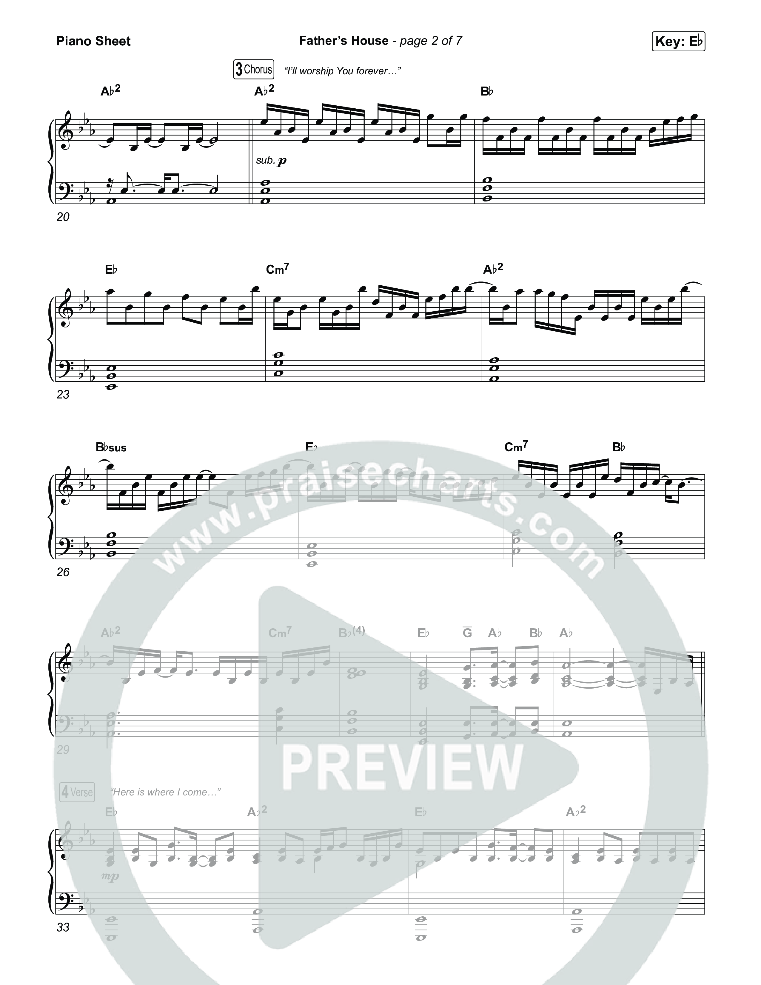 FATHER'S HOUSE Piano Sheet (ELEVATION RHYTHM)
