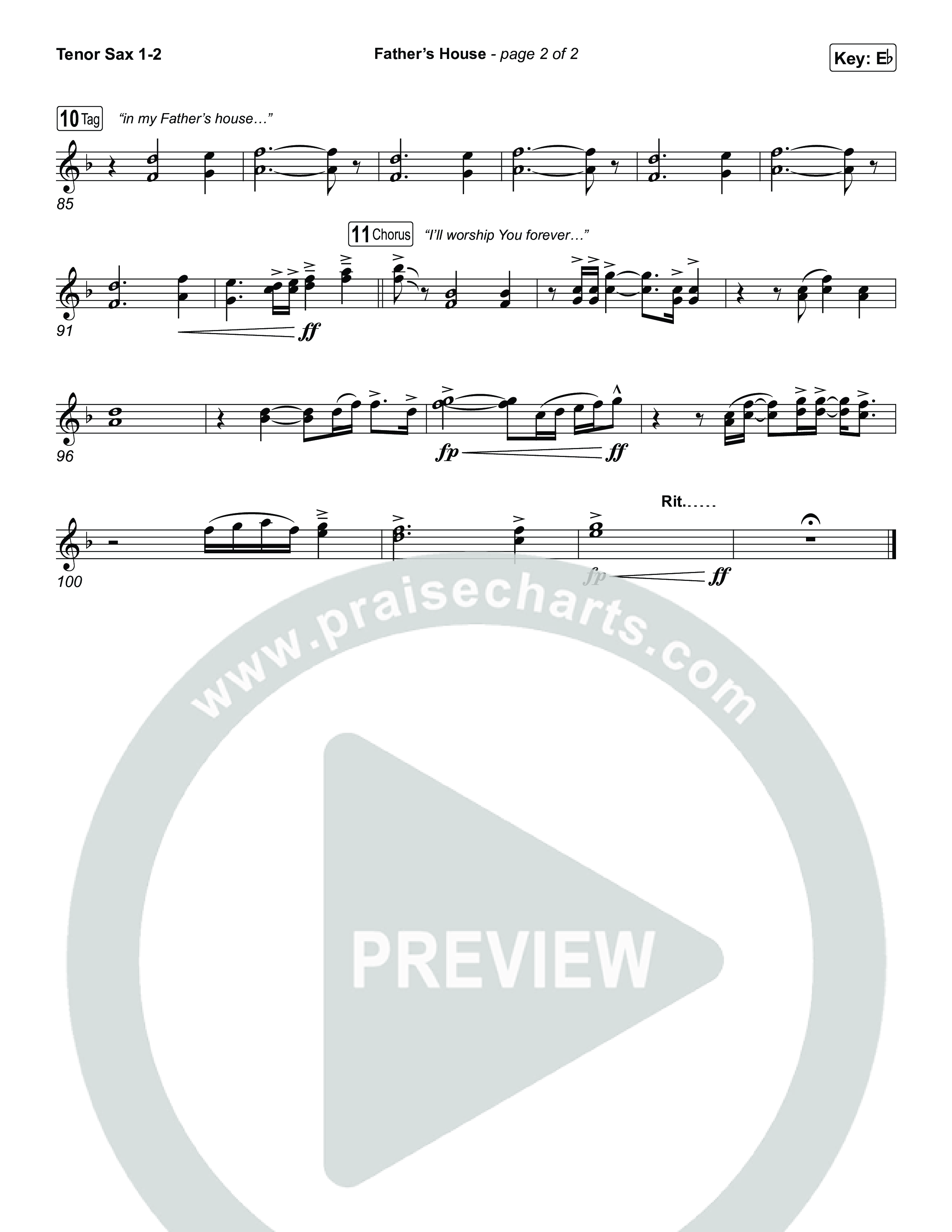 FATHER'S HOUSE Tenor Sax 1,2 (ELEVATION RHYTHM)