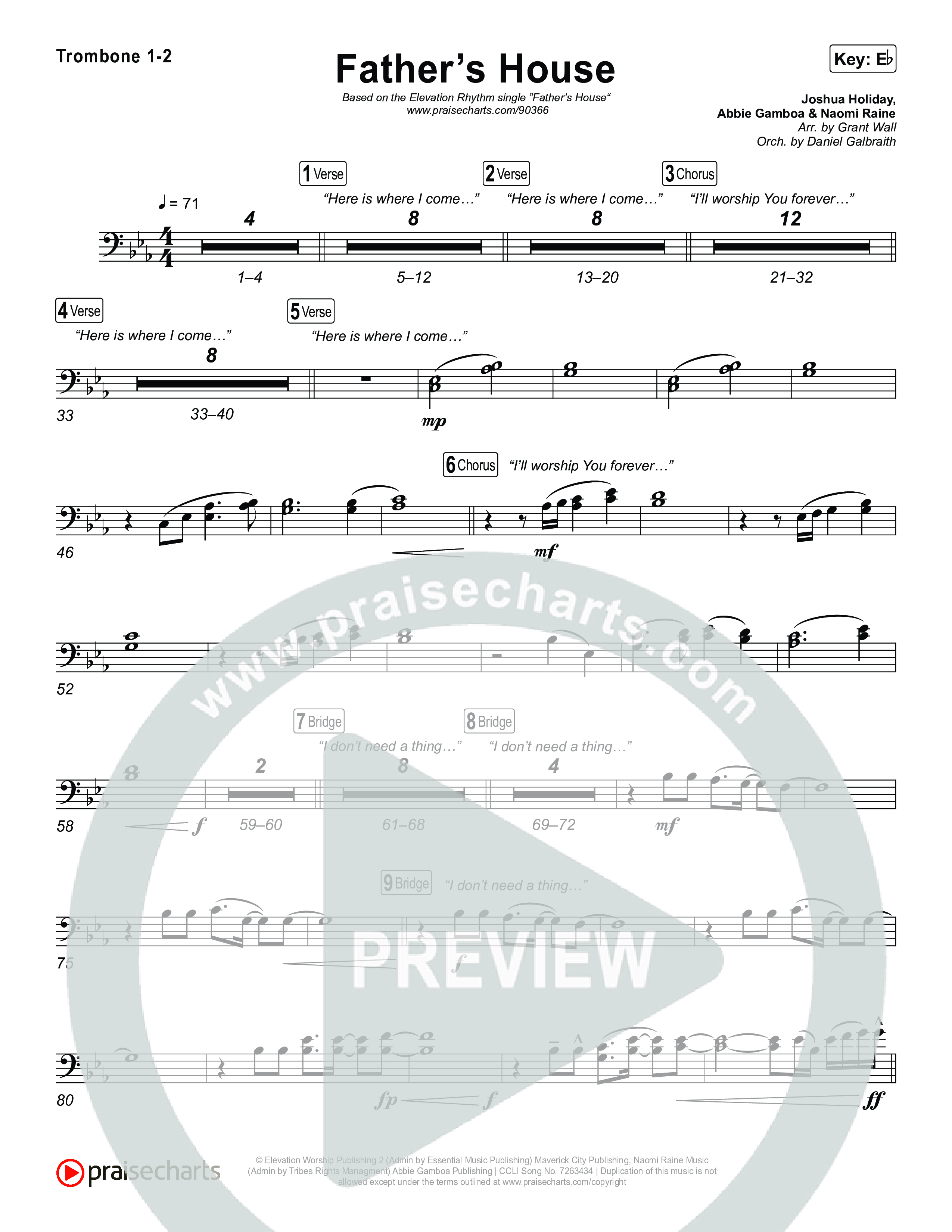 FATHER'S HOUSE Trombone 1,2 (ELEVATION RHYTHM)