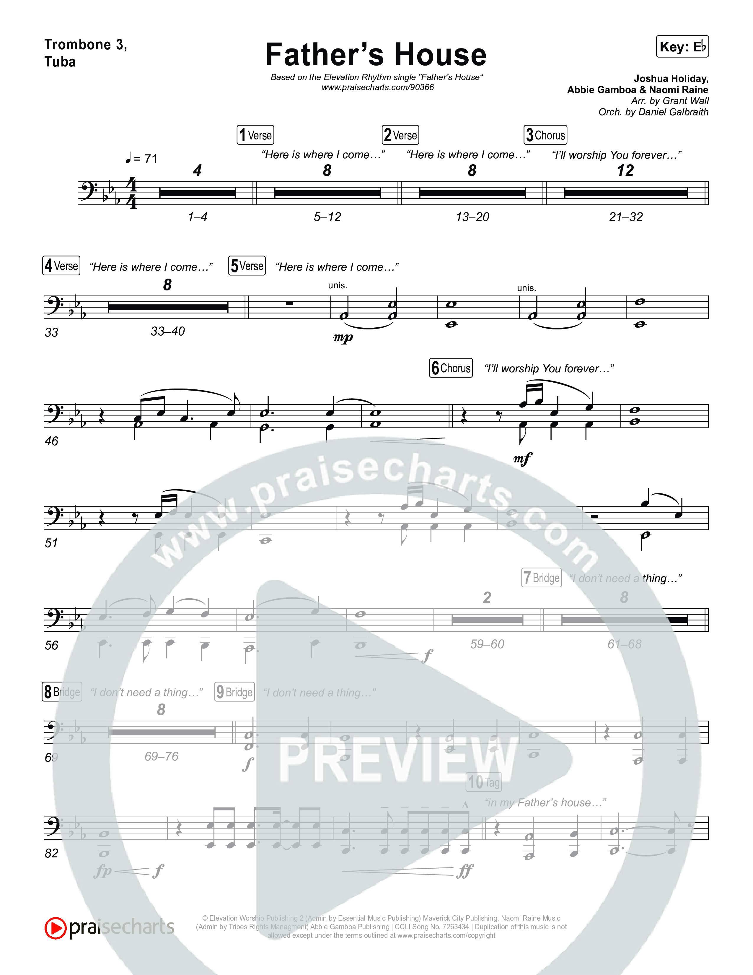 FATHER'S HOUSE Trombone 3/Tuba (ELEVATION RHYTHM)