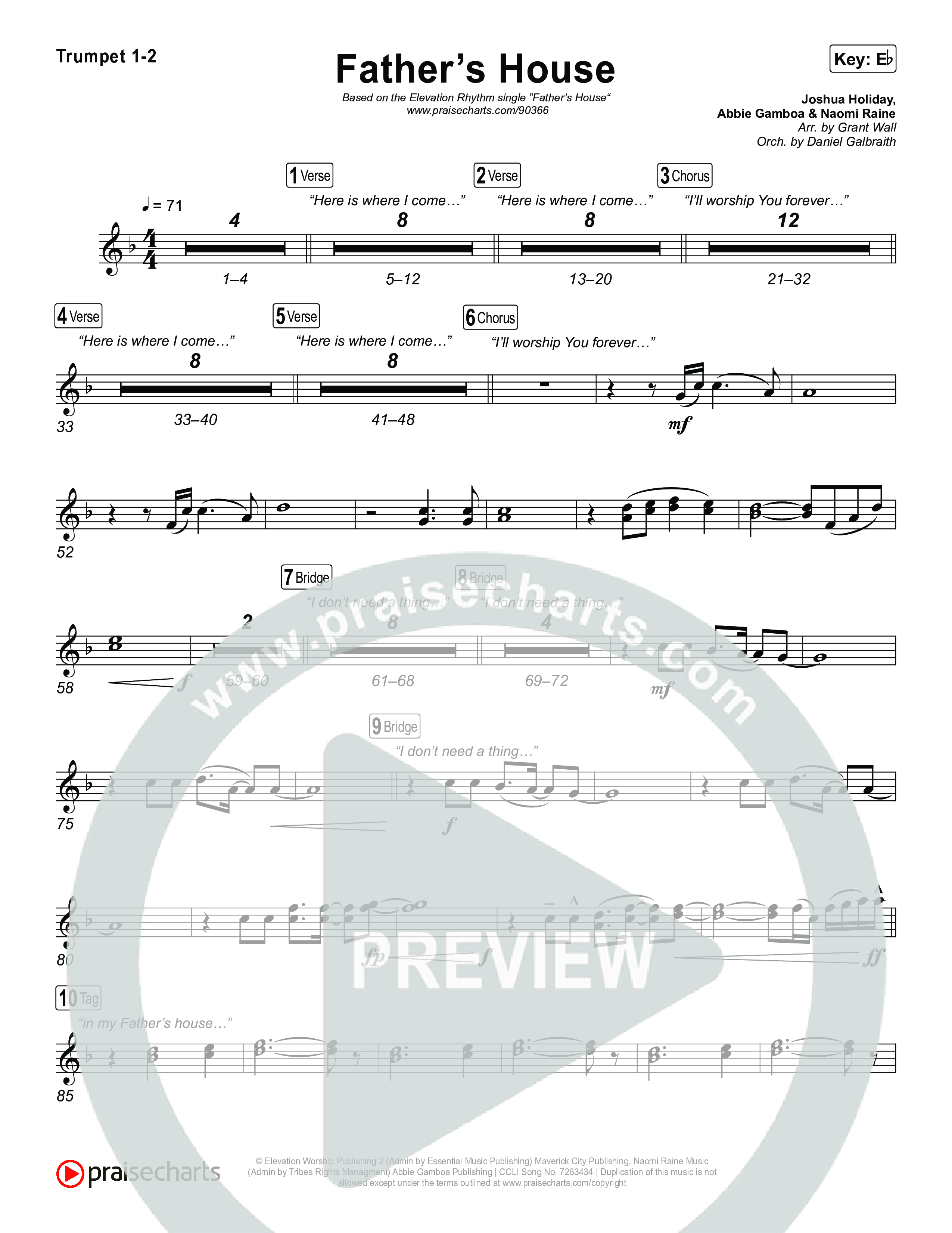 FATHER'S HOUSE Trumpet 1,2 (ELEVATION RHYTHM)