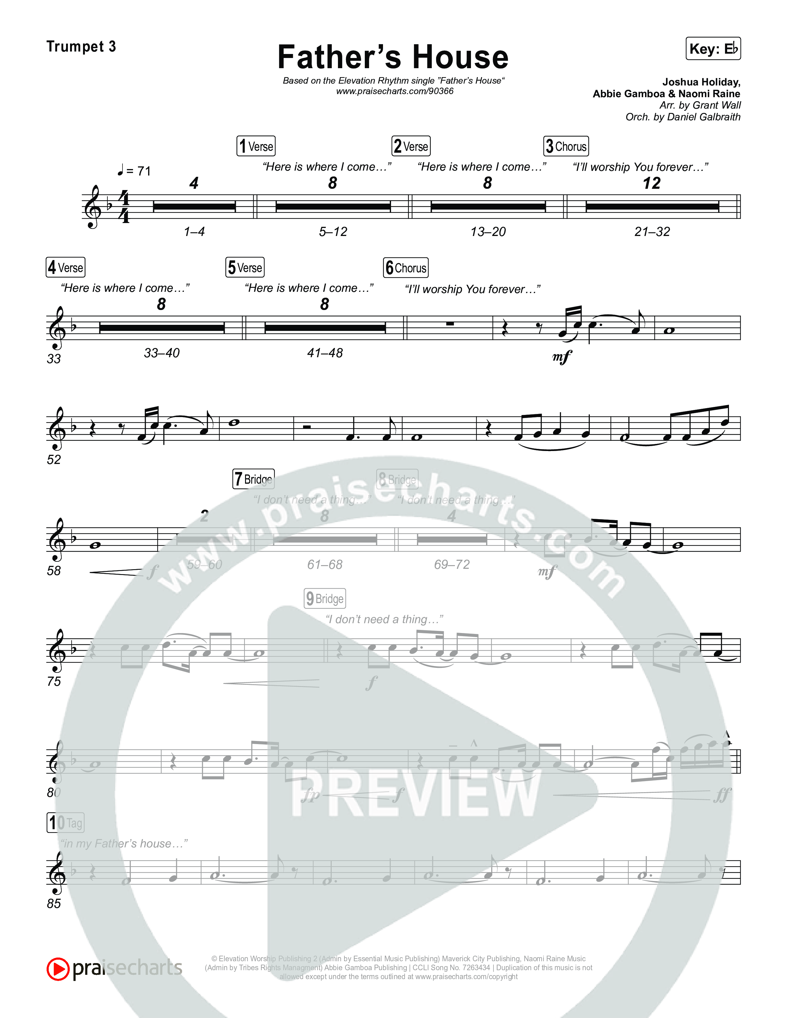 FATHER'S HOUSE Trumpet 1,2 (ELEVATION RHYTHM)