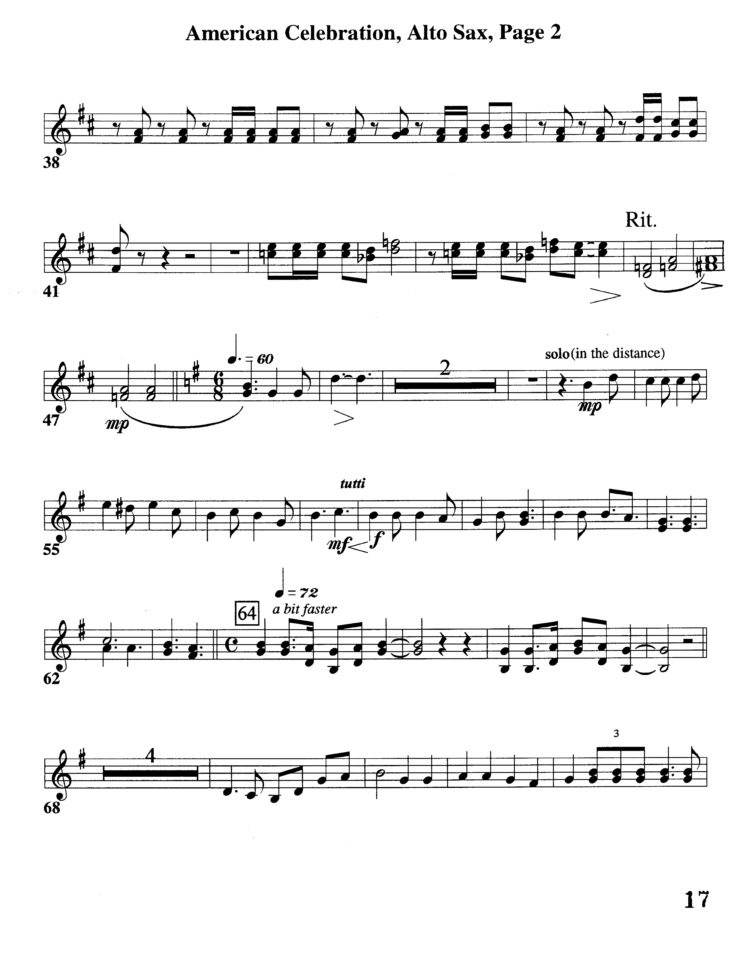 American Celebration (Instrumental) Alto Sax (Word Music / Arr. Jeff Cranfill)