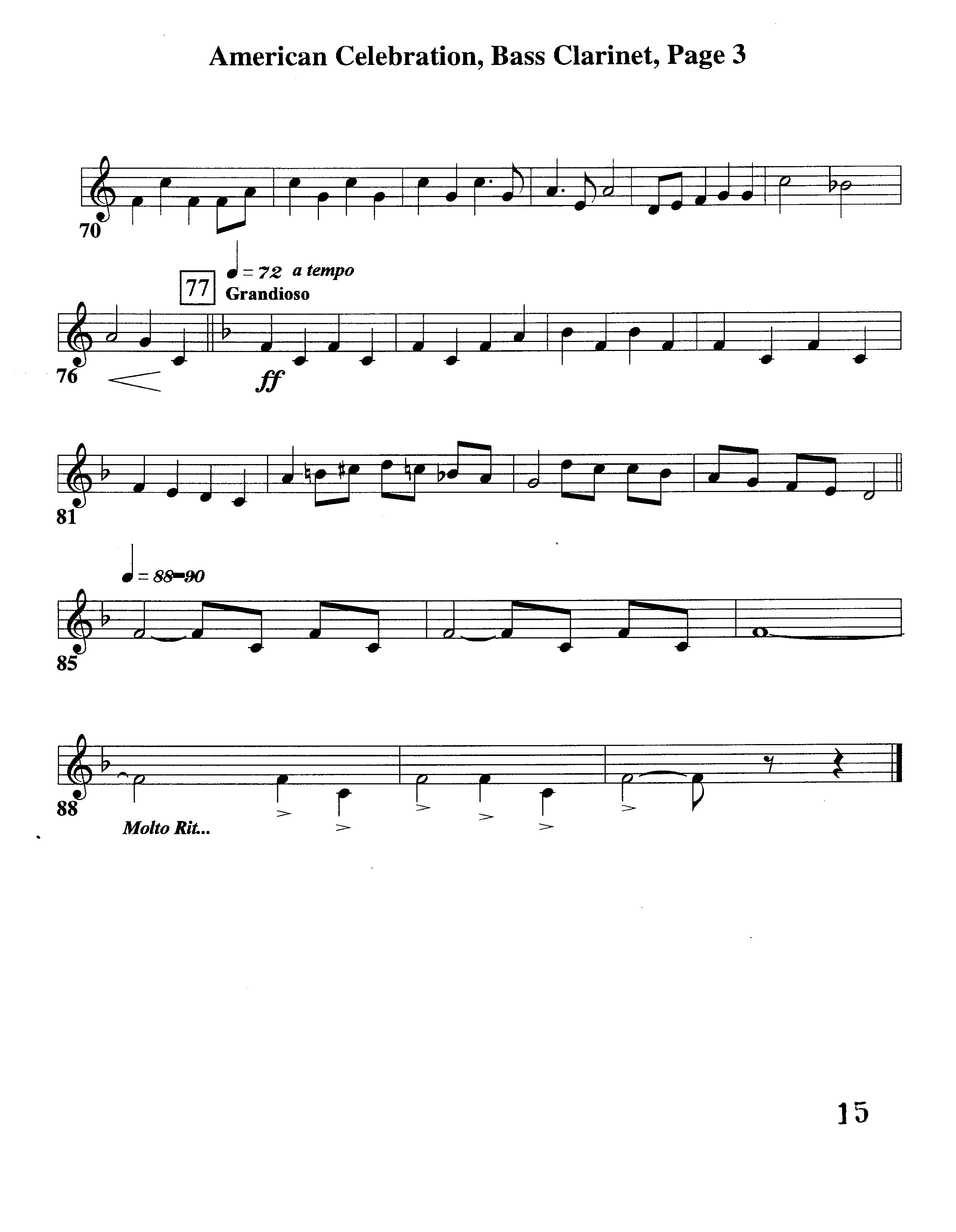 American Celebration (Instrumental) Bass Clarinet (Word Music / Arr. Jeff Cranfill)