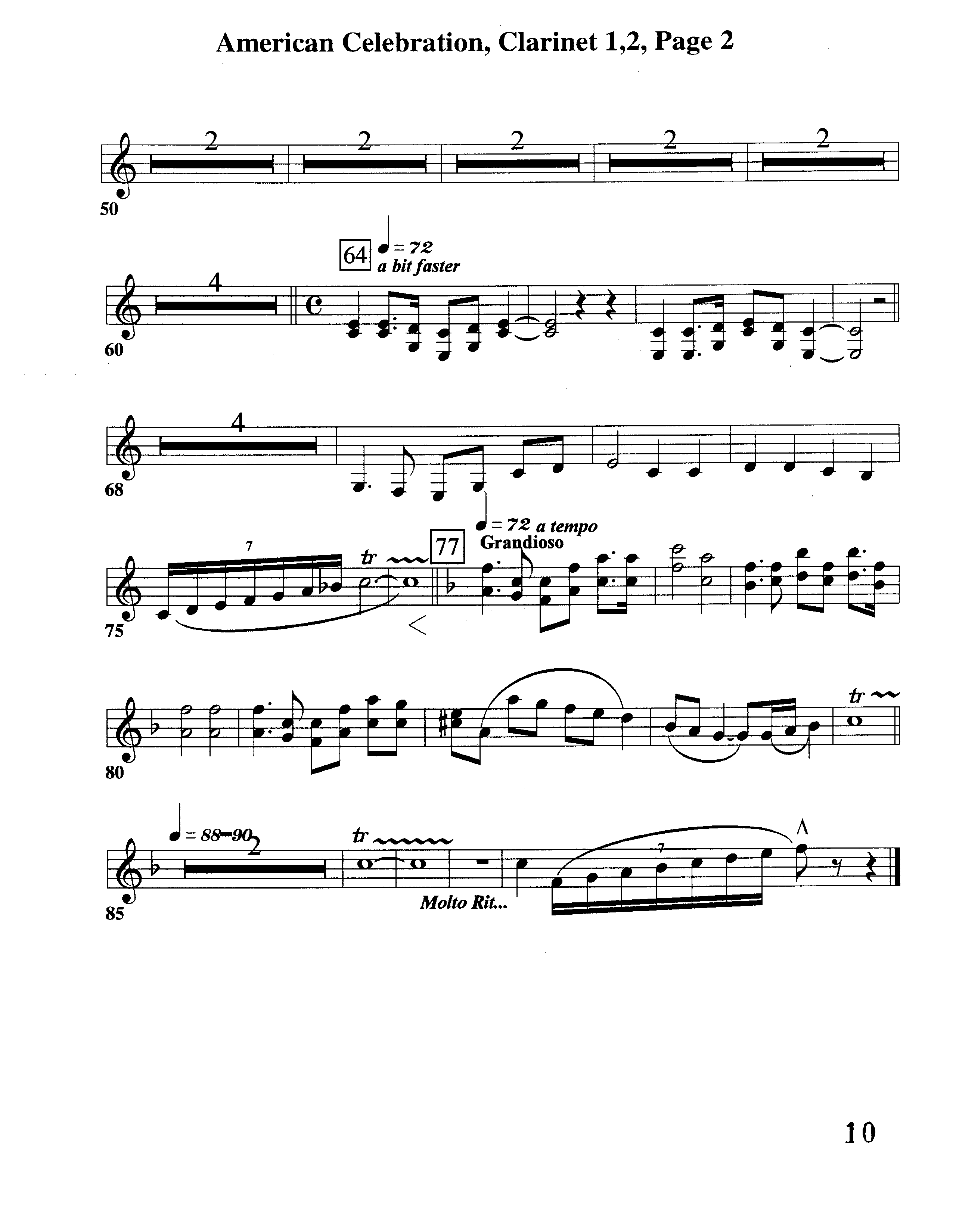 American Celebration (Instrumental) Clarinet 1/2 (Word Music / Arr. Jeff Cranfill)