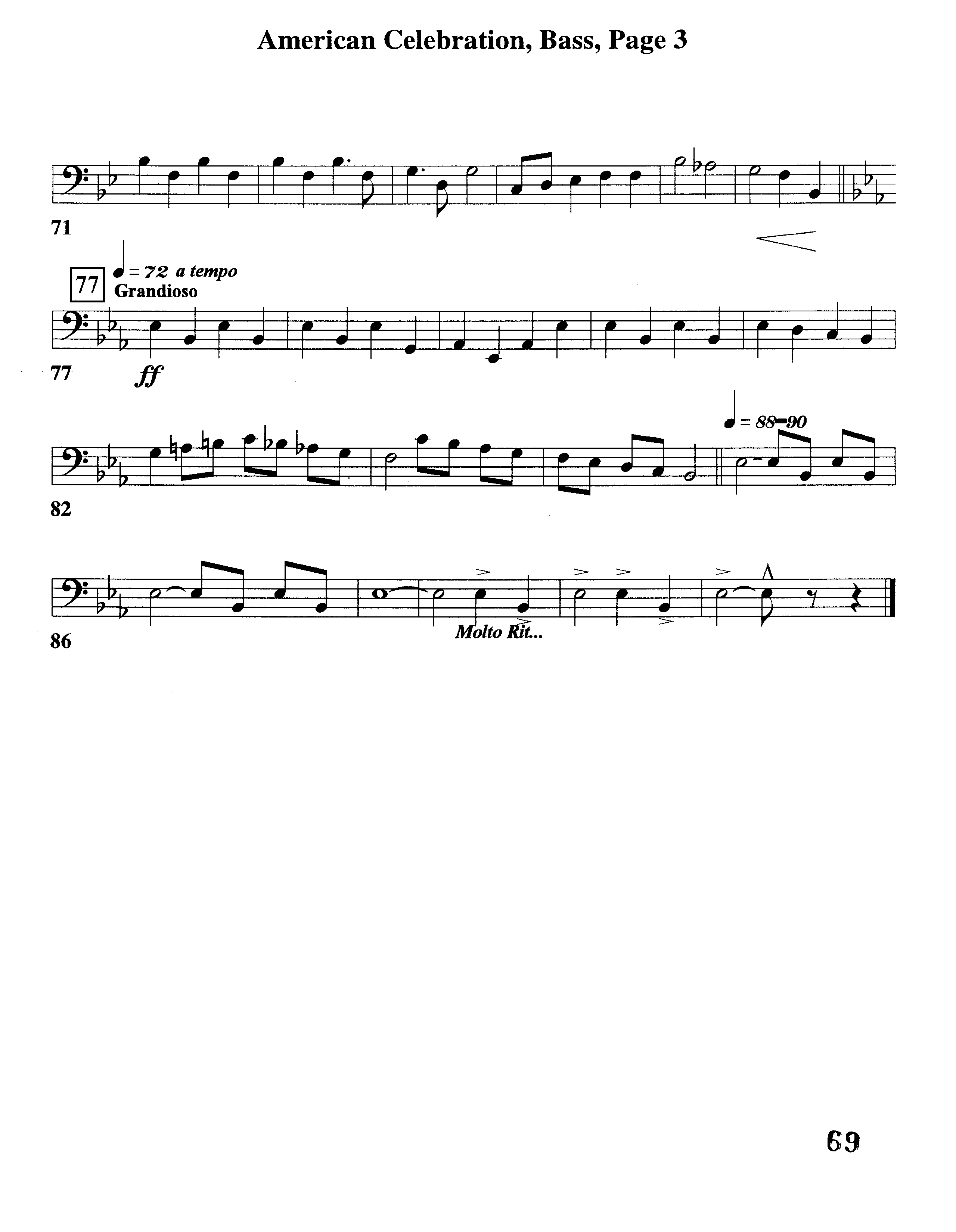 American Celebration (Instrumental) Double Bass (Word Music / Arr. Jeff Cranfill)